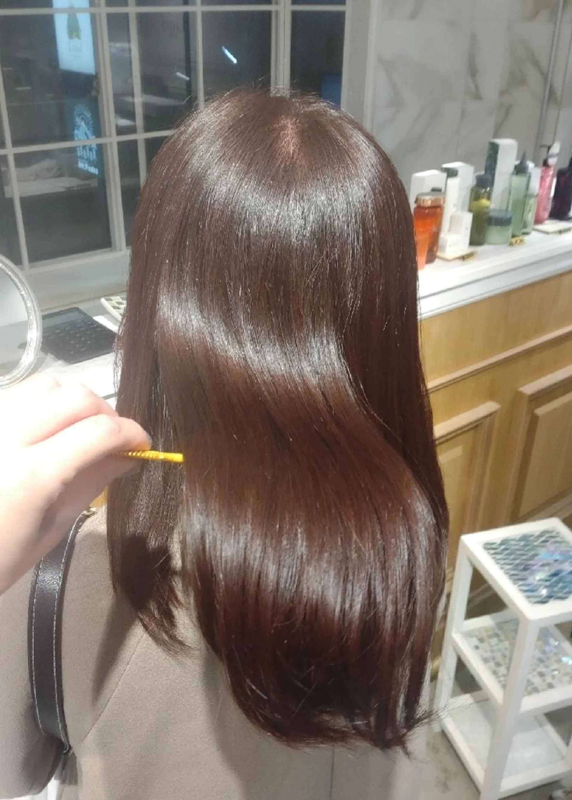 セミロング カット ヘアカラー 縮毛矯正 トリートメント 縮毛矯正/レイヤー 💎やまもとちひろのヘアスタイル