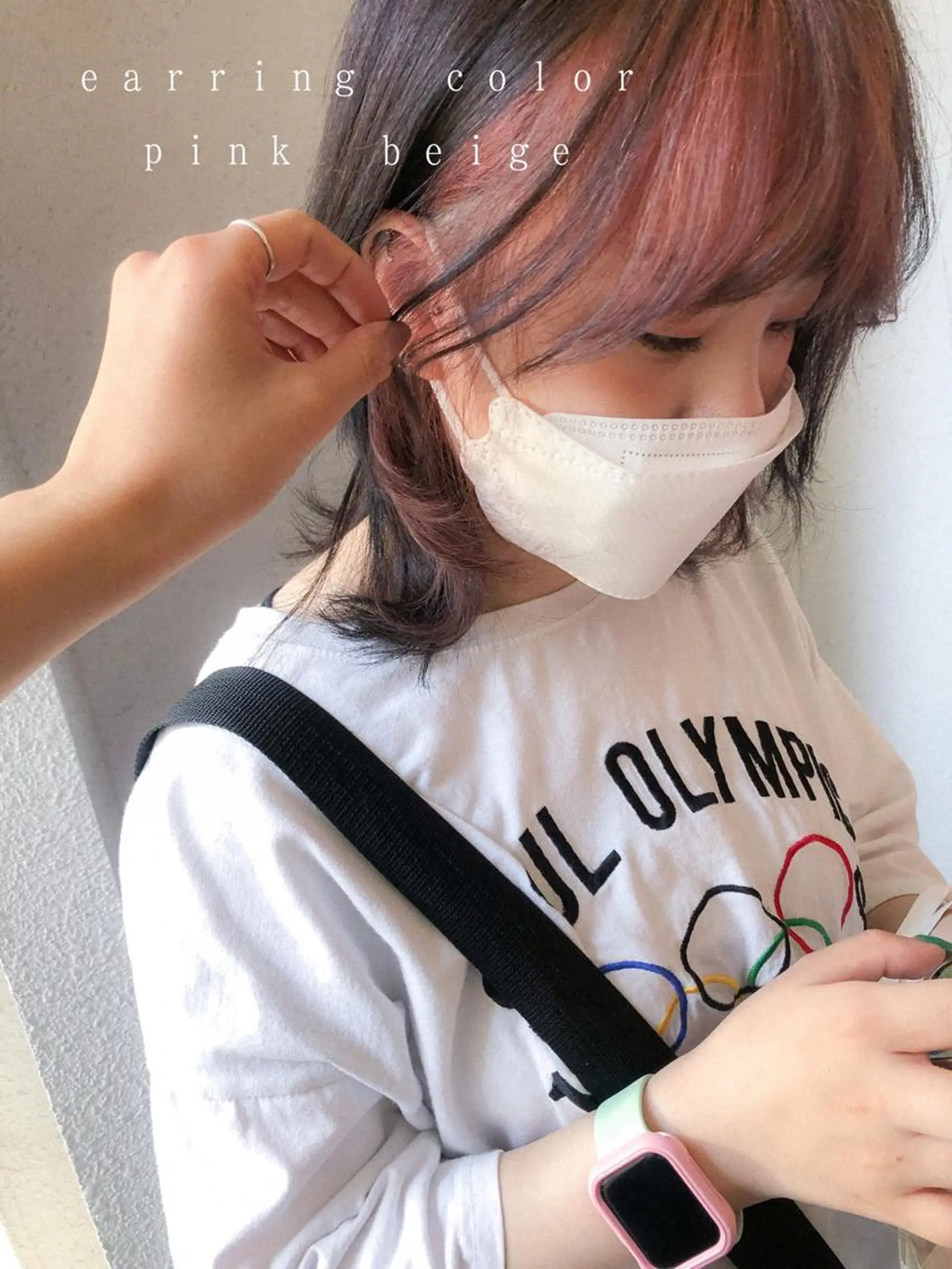 ミディアム カラー ベージュカラー インナーカラー ピンクカラー ヘアカラー カラーパティシエ facce🌼ikoのヘアスタイル