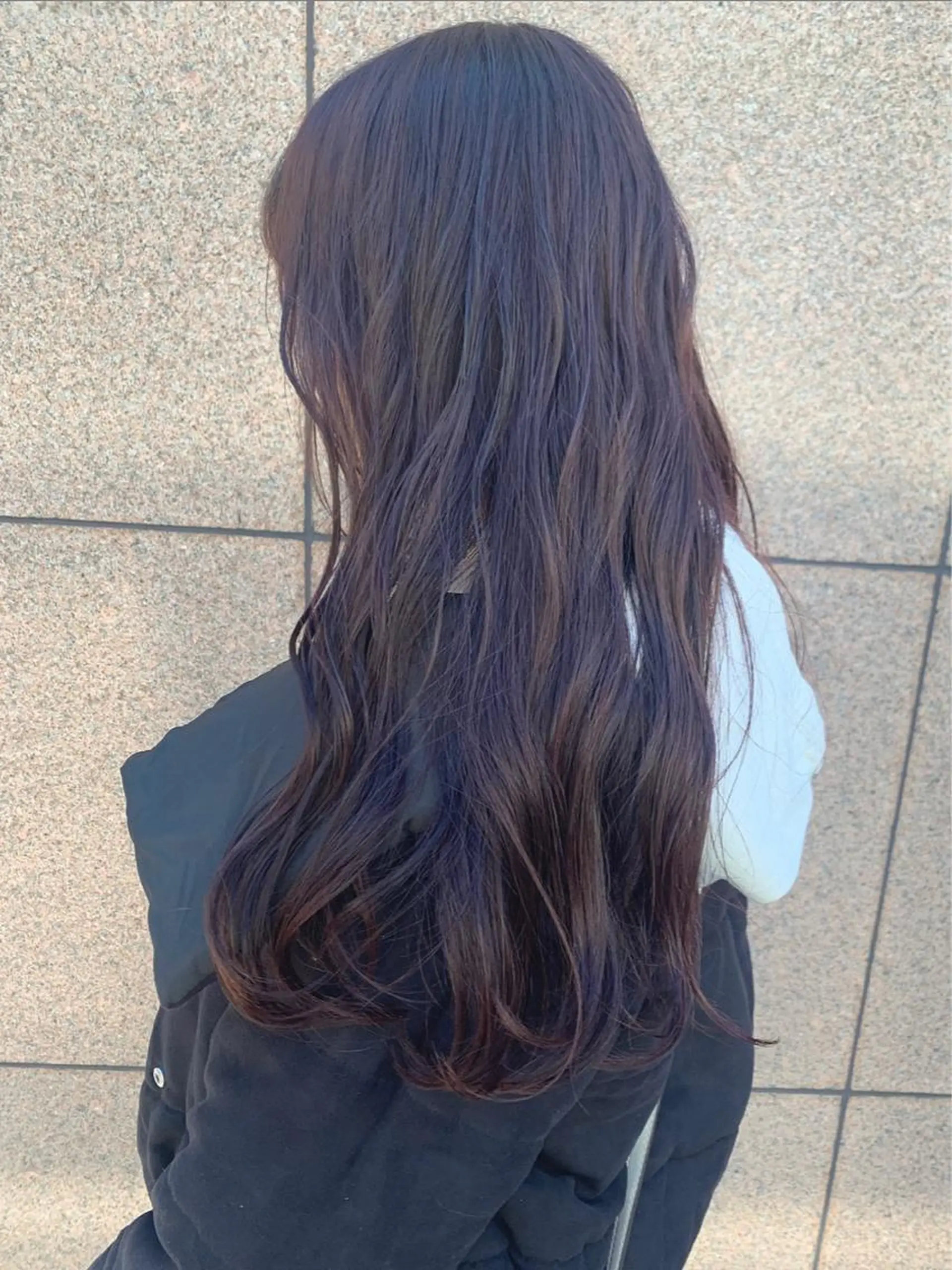 ロング カラー ブリーチ ブラウンカラー ブリーチなしカラー パープルカラー パープルブラウン 渋谷ブリーチカラー 韓国ヘアyuikoのヘアスタイル