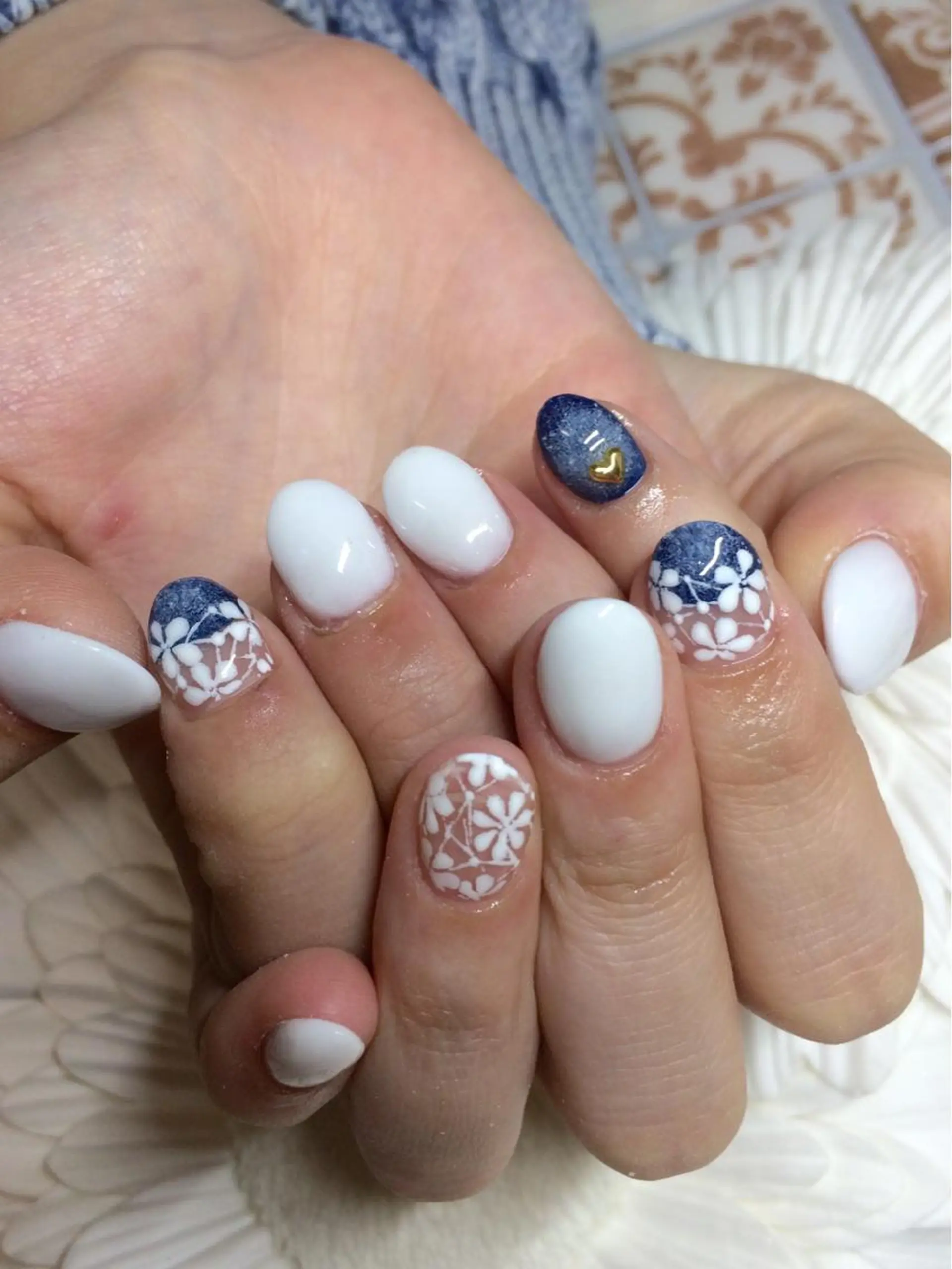 ネイル レース ハンドネイル Nailsalon E's cafeのネイルデザイン