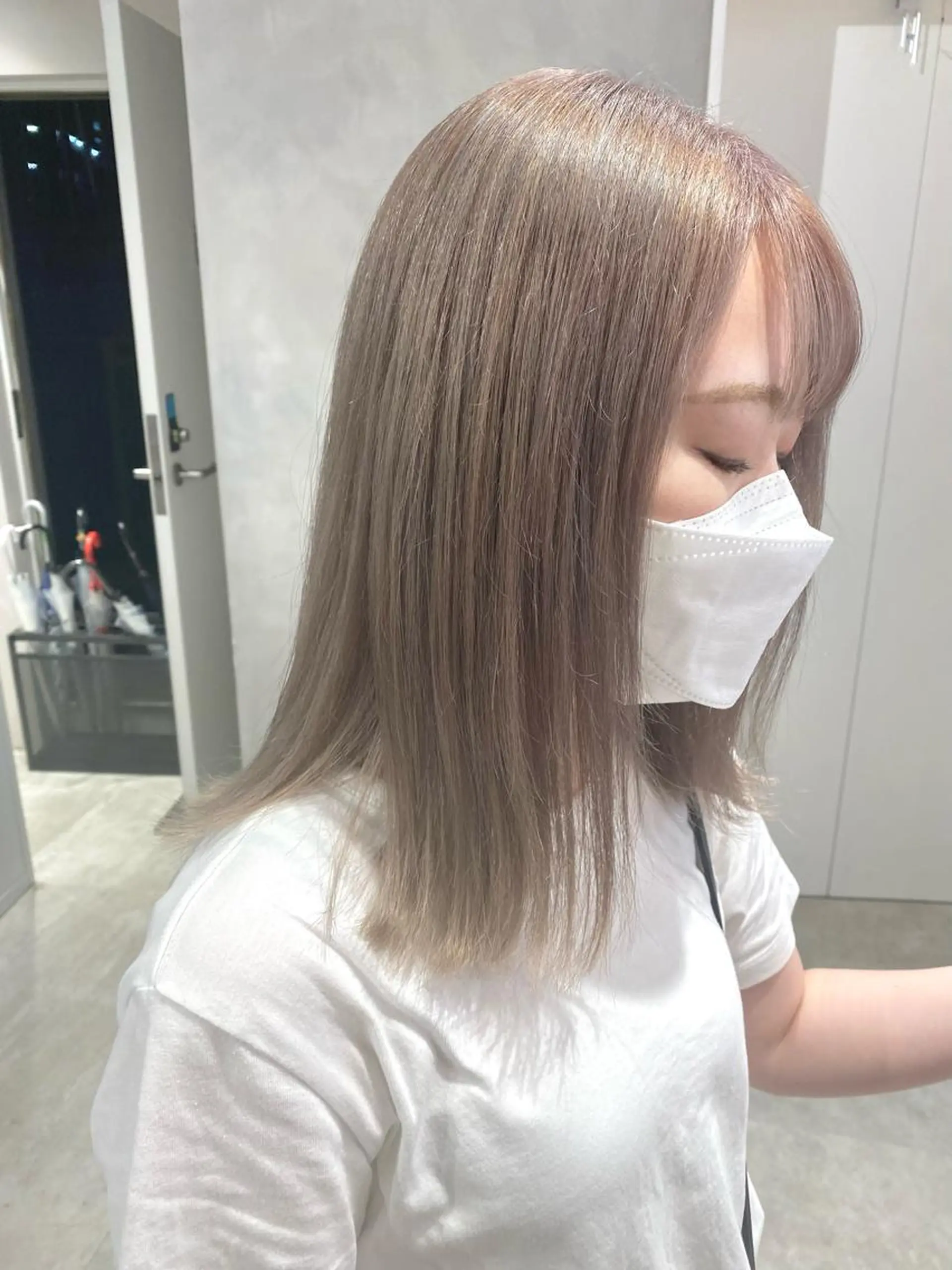 セミロング カラー ベージュカラー ホワイトベージュ カット ヘアカラー ピンク/ベージュ /似合わせ/田島百華のヘアスタイル