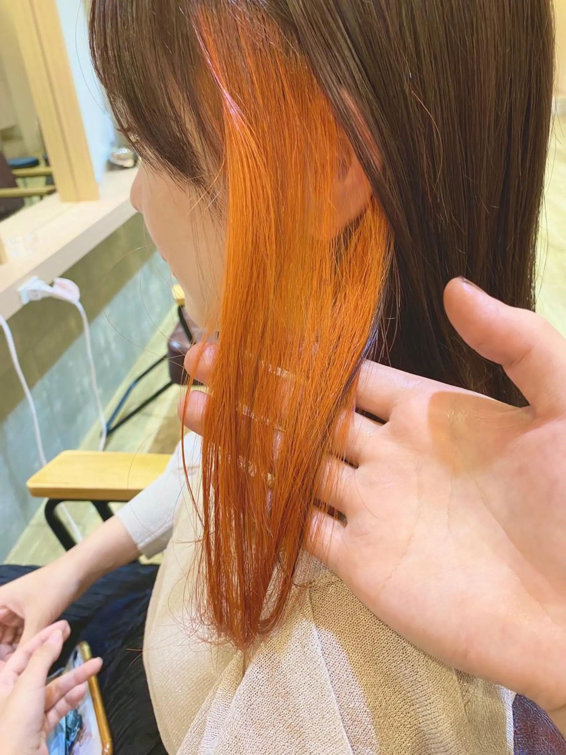ミディアム カラー オレンジ ヘアカラー トリートメント マンツーマン/透明感 foi hairのヘアスタイル