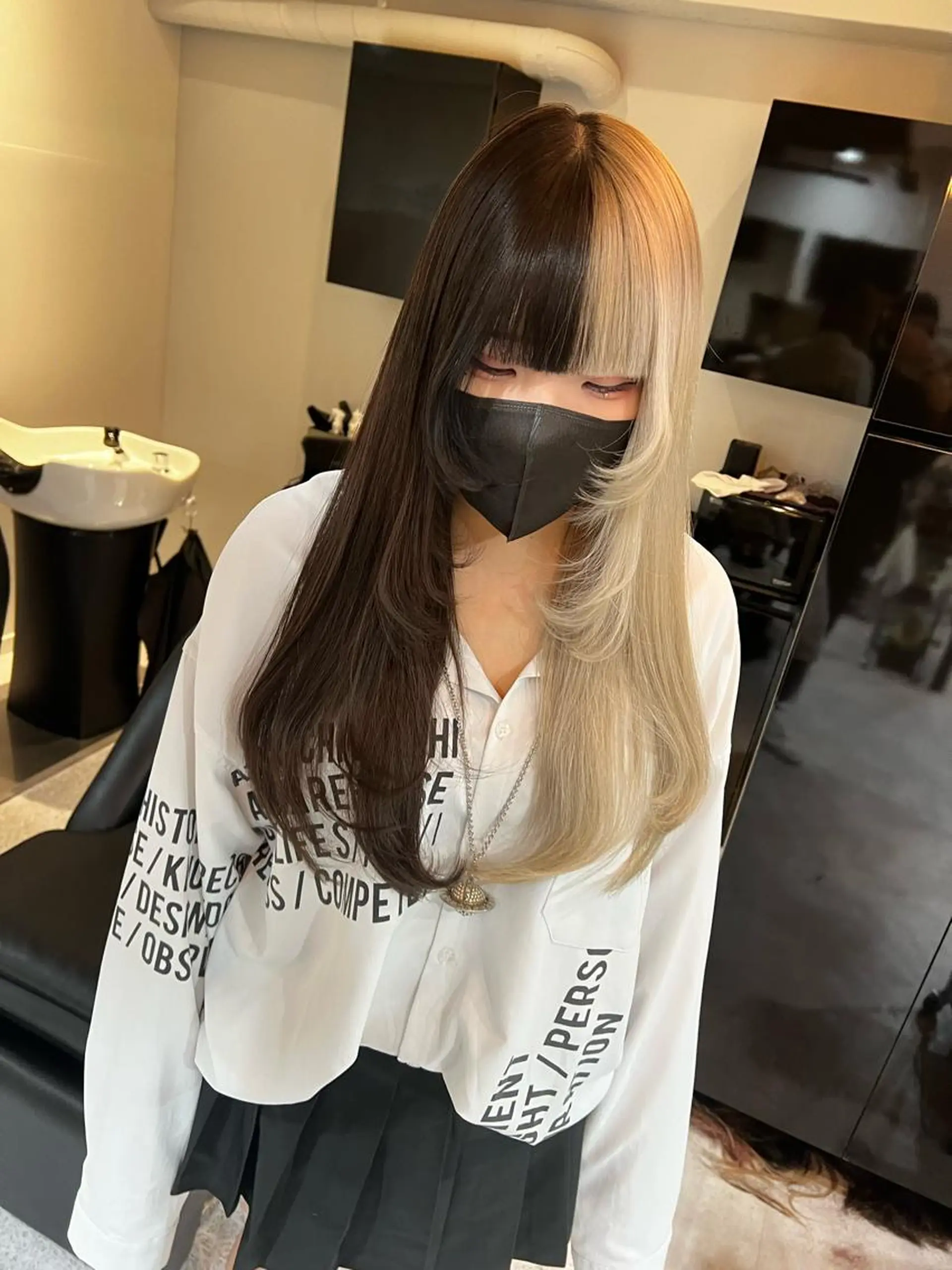 カラー ツートーンカラー ウルフレイヤー ヘアカラー トリートメント PSY(サイ)池袋 金田尚久🎨のヘアスタイル