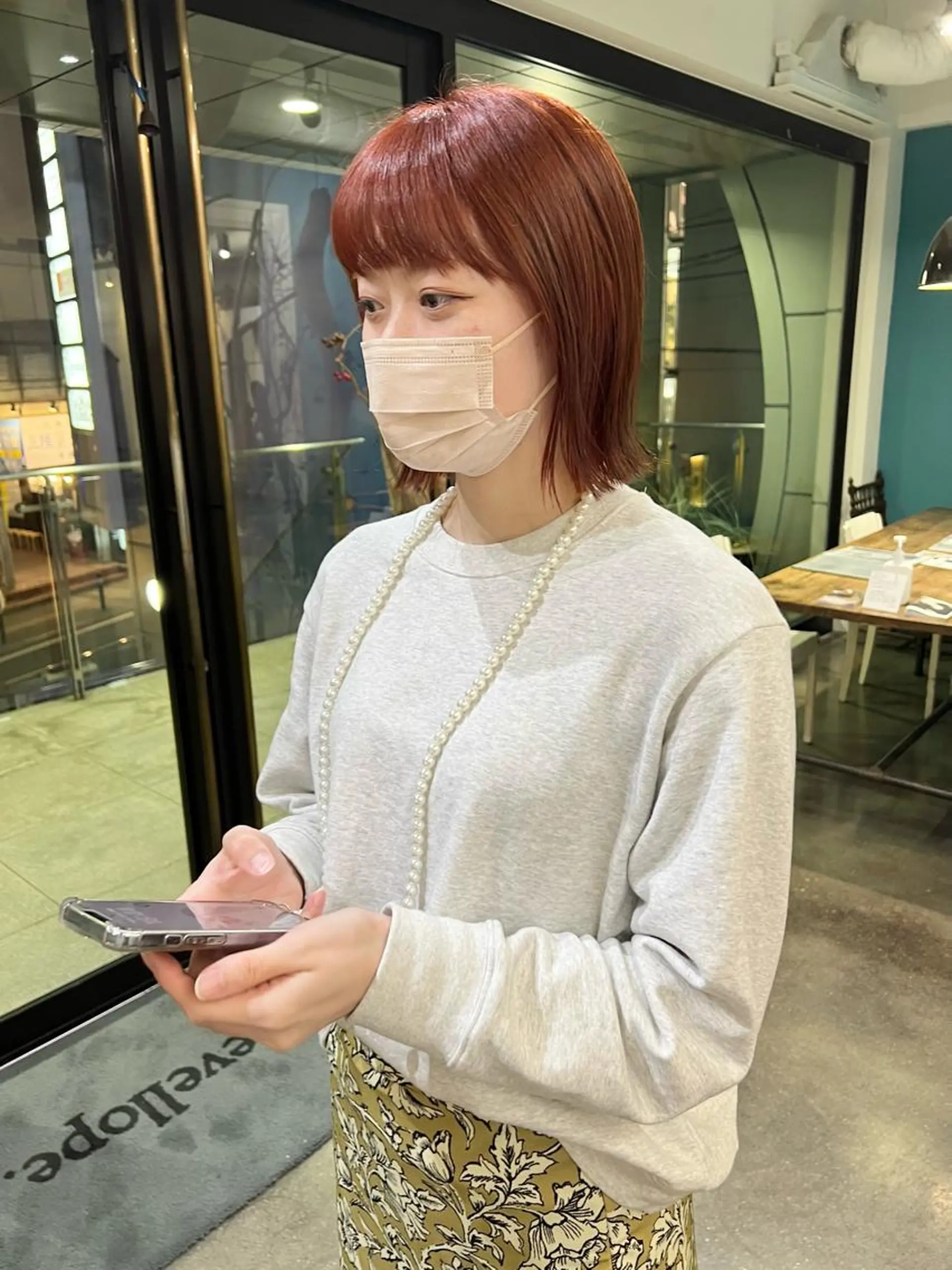 ショート カラー 切りっぱなしボブ ブリーチ ブラウンカラー ダブルカラー ブリーチなしカラー 千葉 郁也のヘアスタイル