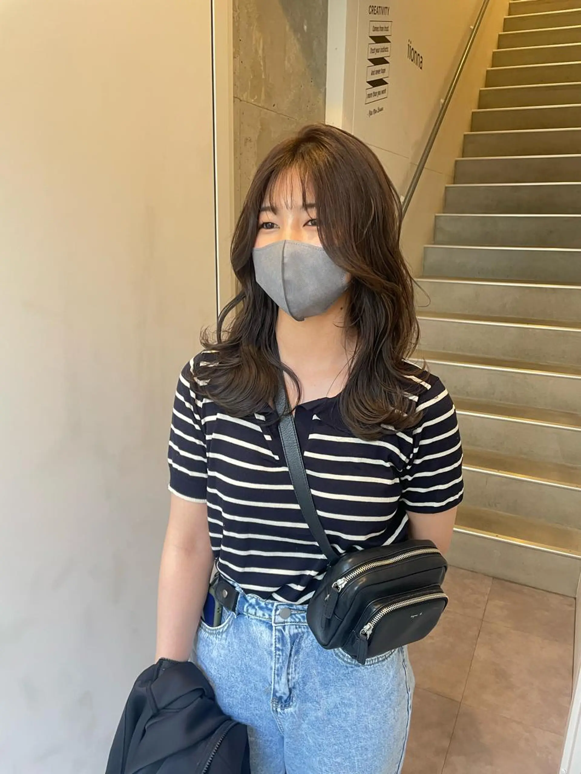 セミロング 韓国風ヘア サイドバング カット ヘアカラー 久保田 千尋のヘアスタイル