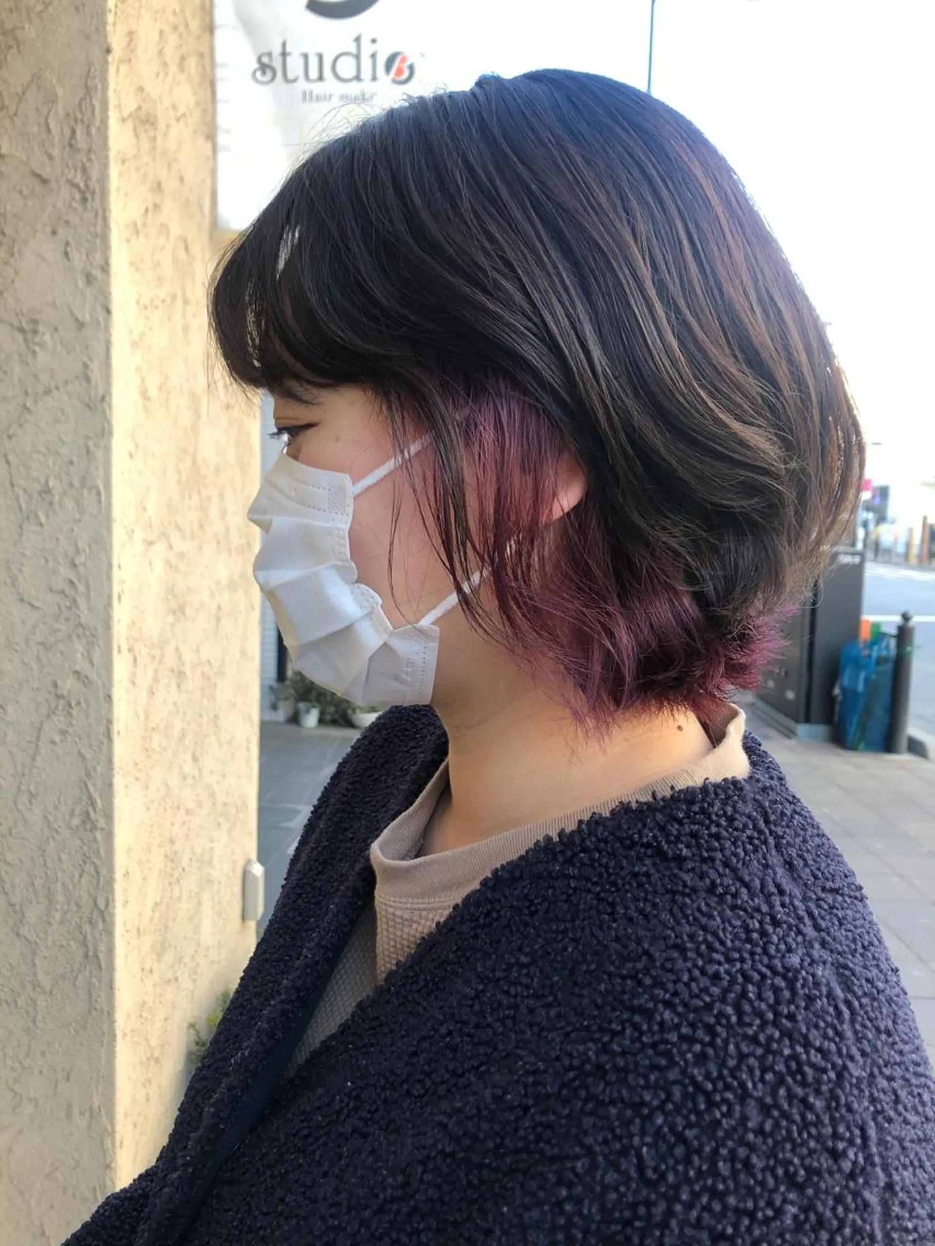 ショート パープルカラー メンズパーマ、カラー 大募集村上莉奈のヘアスタイル