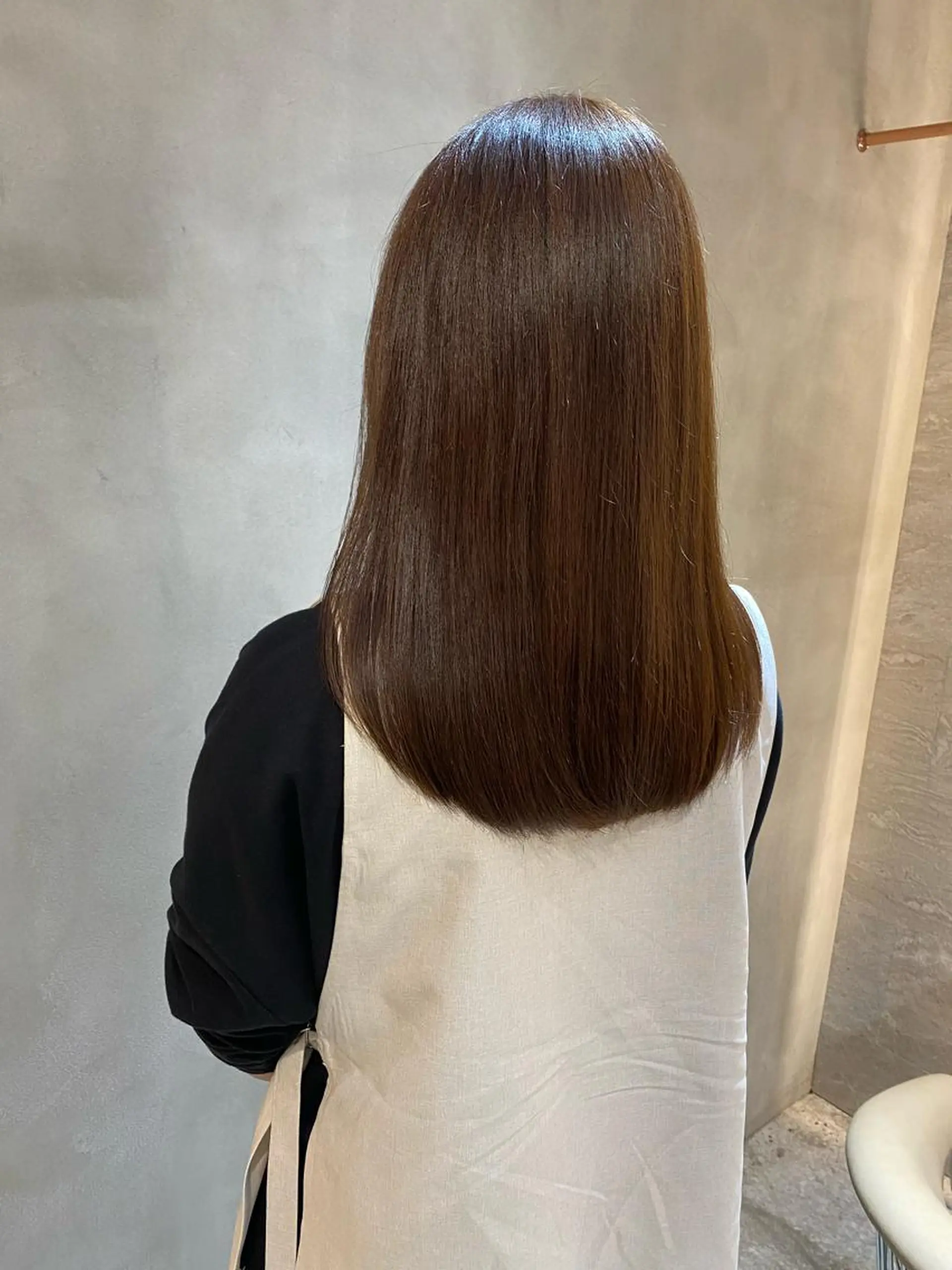 セミロング カラー ボブ/巻ける縮毛矯正 /韓国レイヤーはなのヘアスタイル