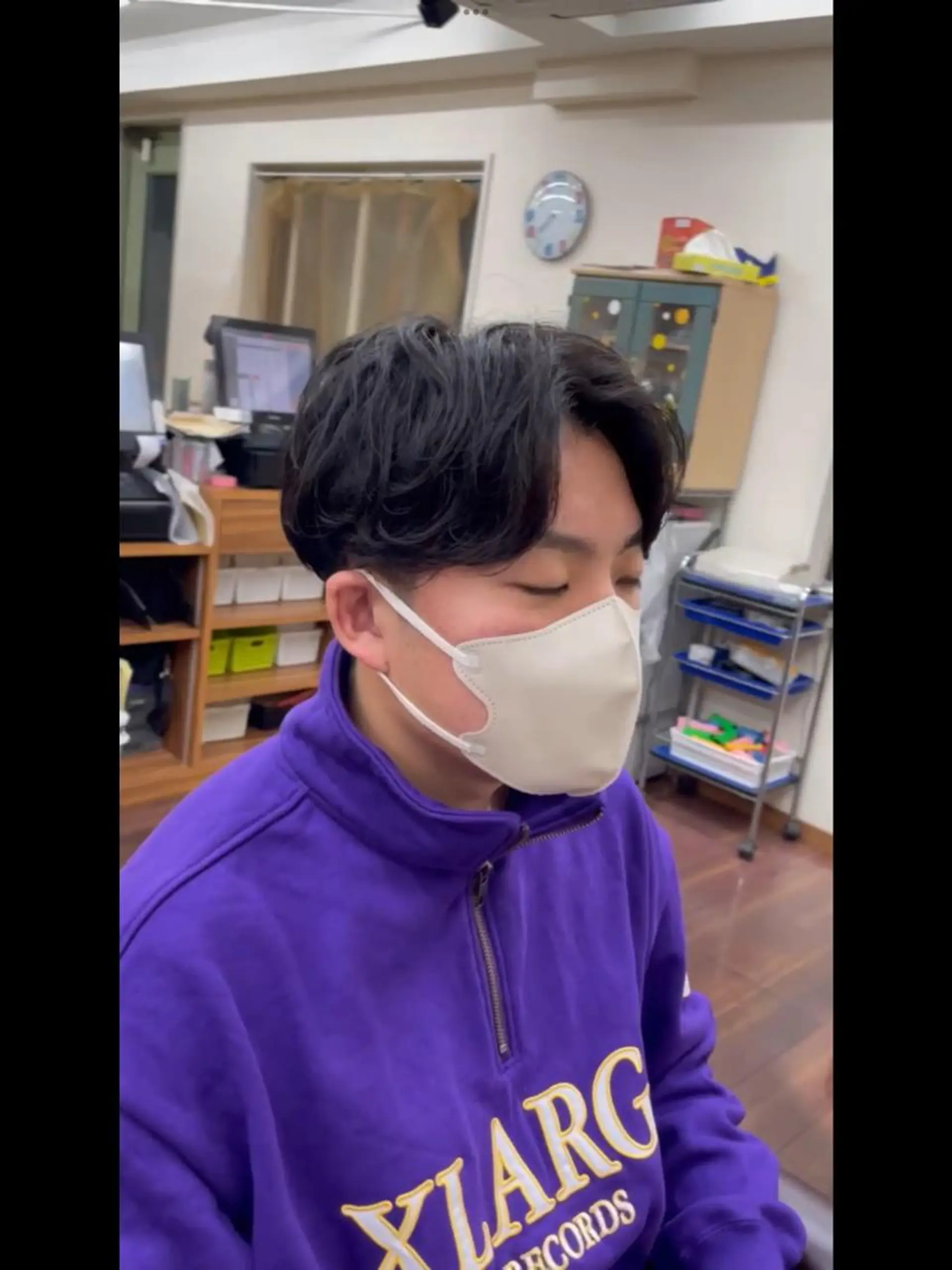 ミディアム パーマ メンズ メンズパーマ 赤司 泰樹のヘアスタイル