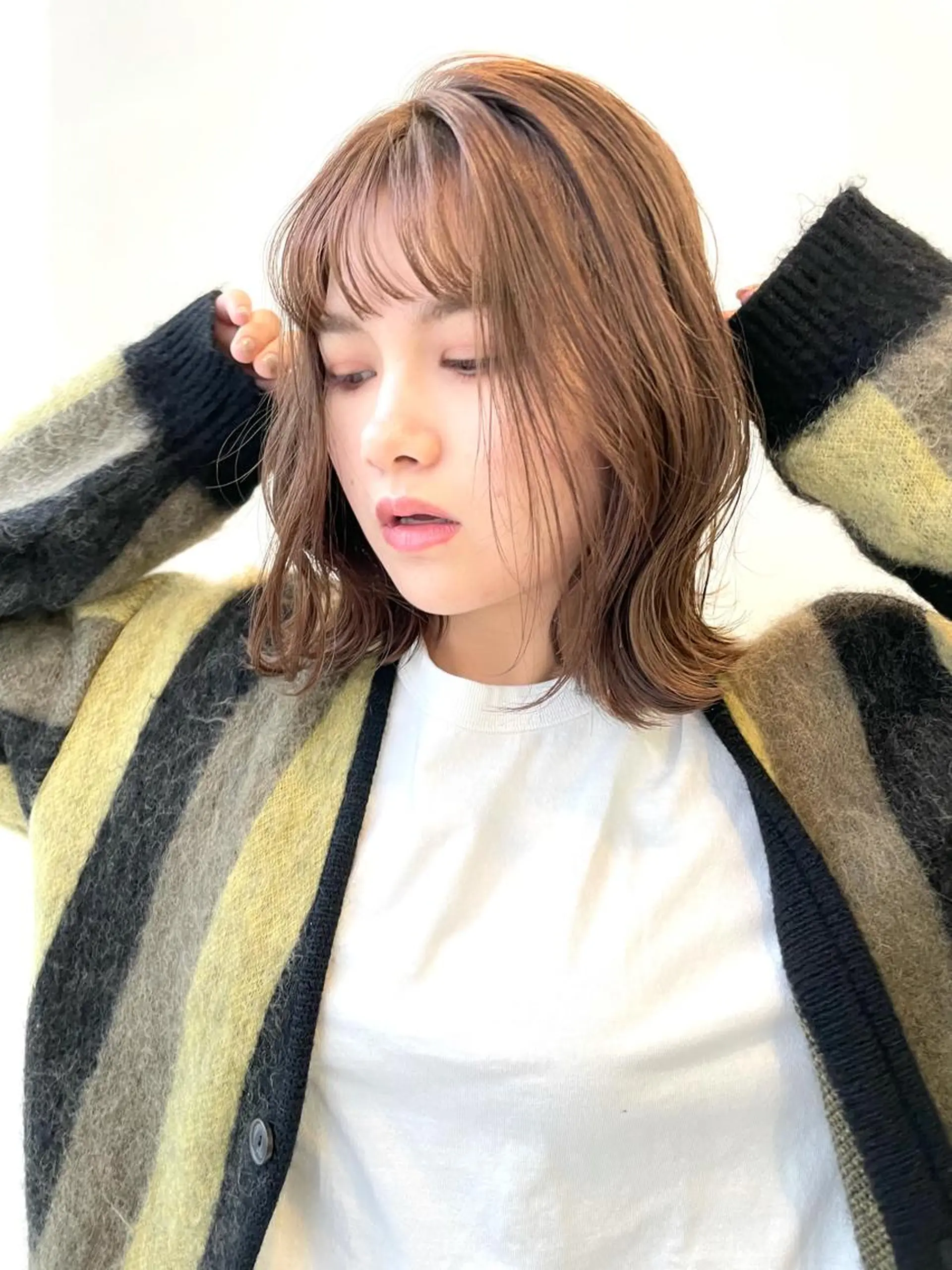 ミディアム カラー ショートボブ ボブ ヘアカラー トリートメント 笠原 健人のヘアスタイル