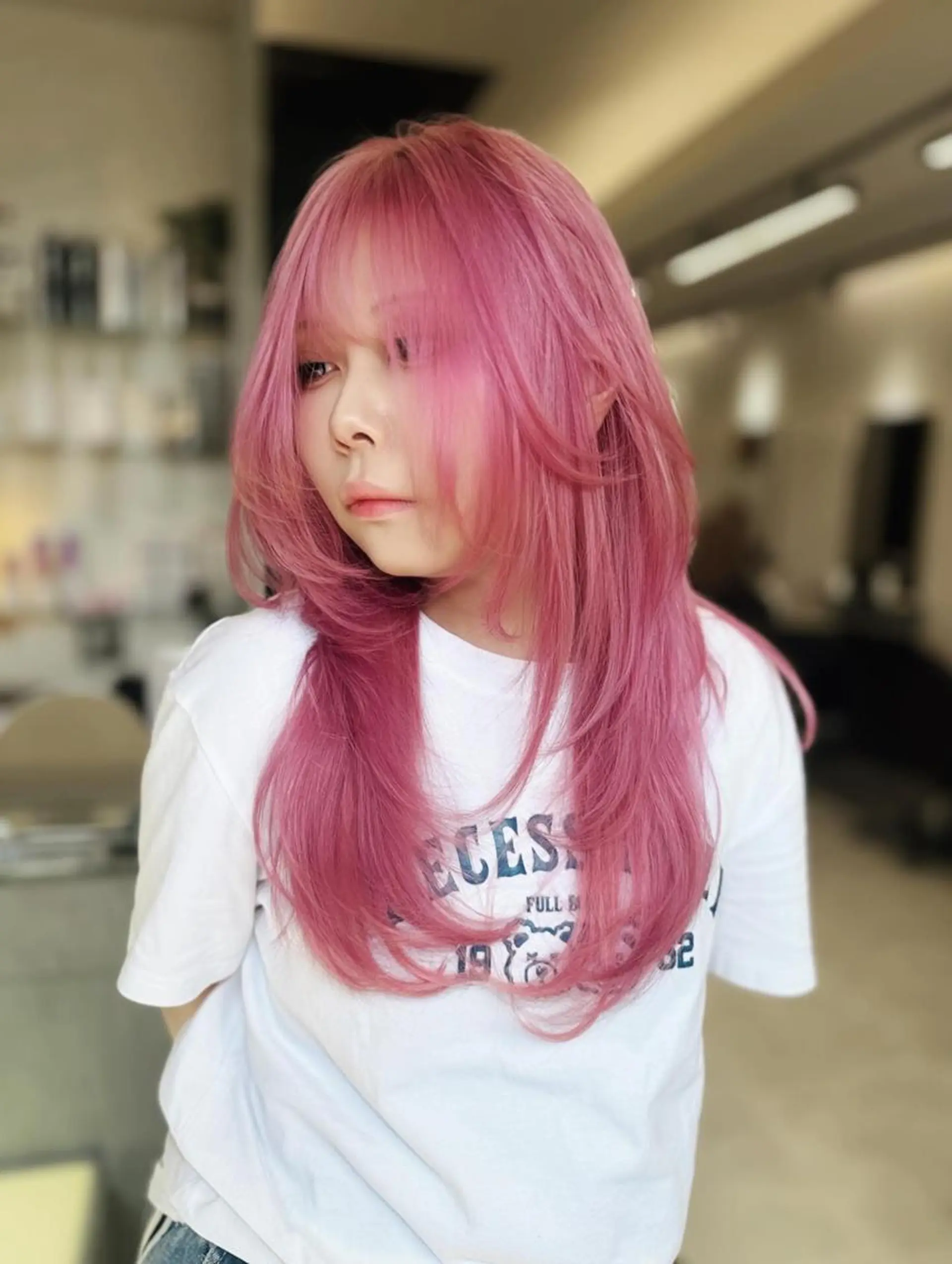 セミロング カラー ヘアカラー トリートメント 天神大名/ブリーチ 鶴岡和幸/ハイトーンのヘアスタイル