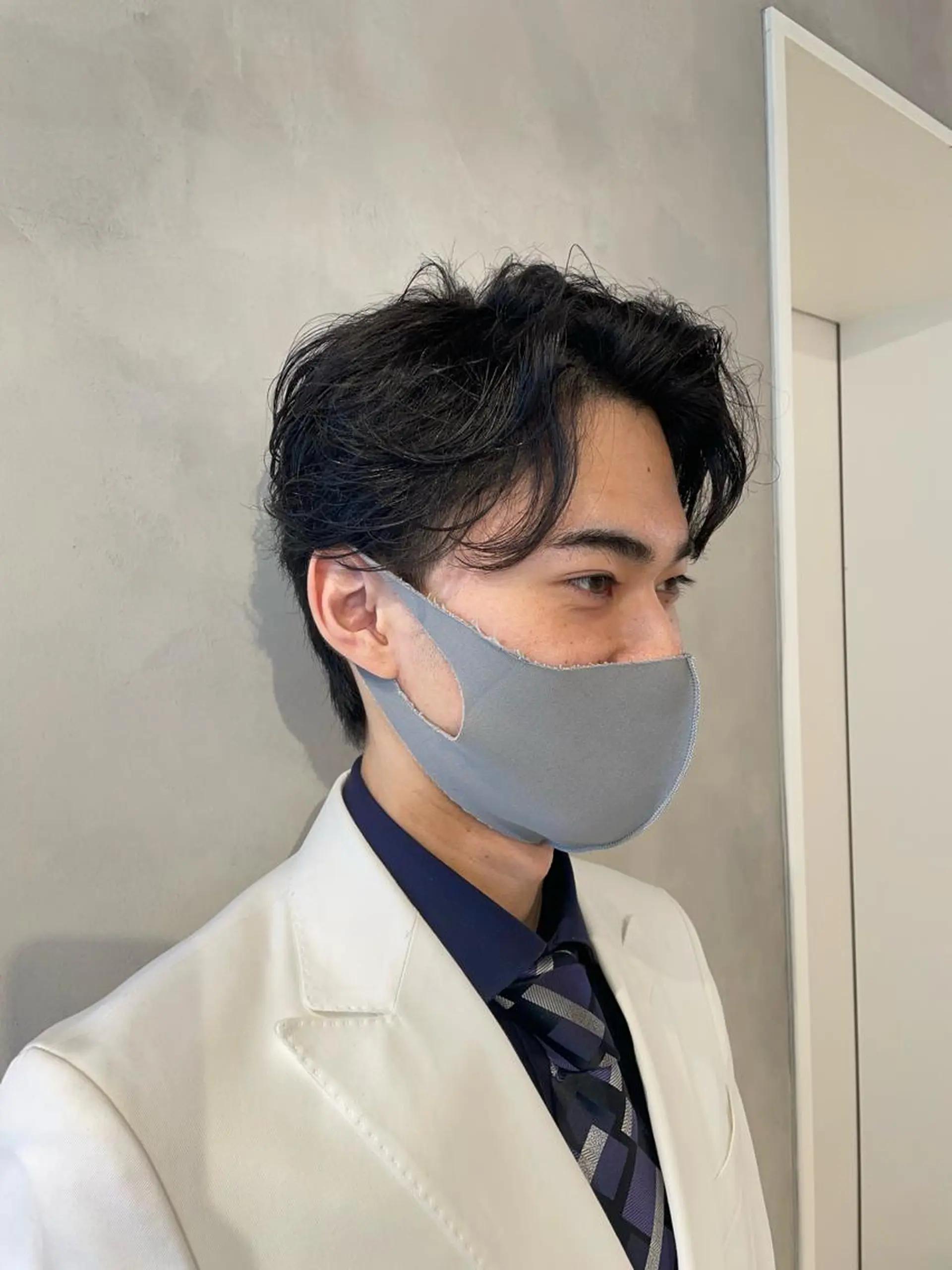 ショート パーマ メンズ パーマ 渋谷レイヤーカット/ 暖色艶カラー🩵高橋のヘアスタイル