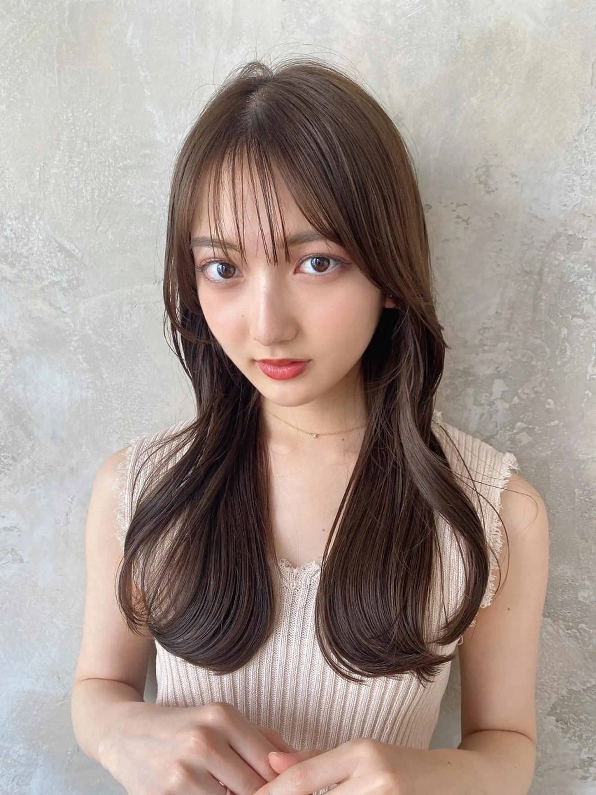 セミロング カラー ベージュカラー ブラウンカラー ブラウンベージュ くびれヘア 顔周り/くびれヘア 韓国ヘア💕風間るなのヘアスタイル