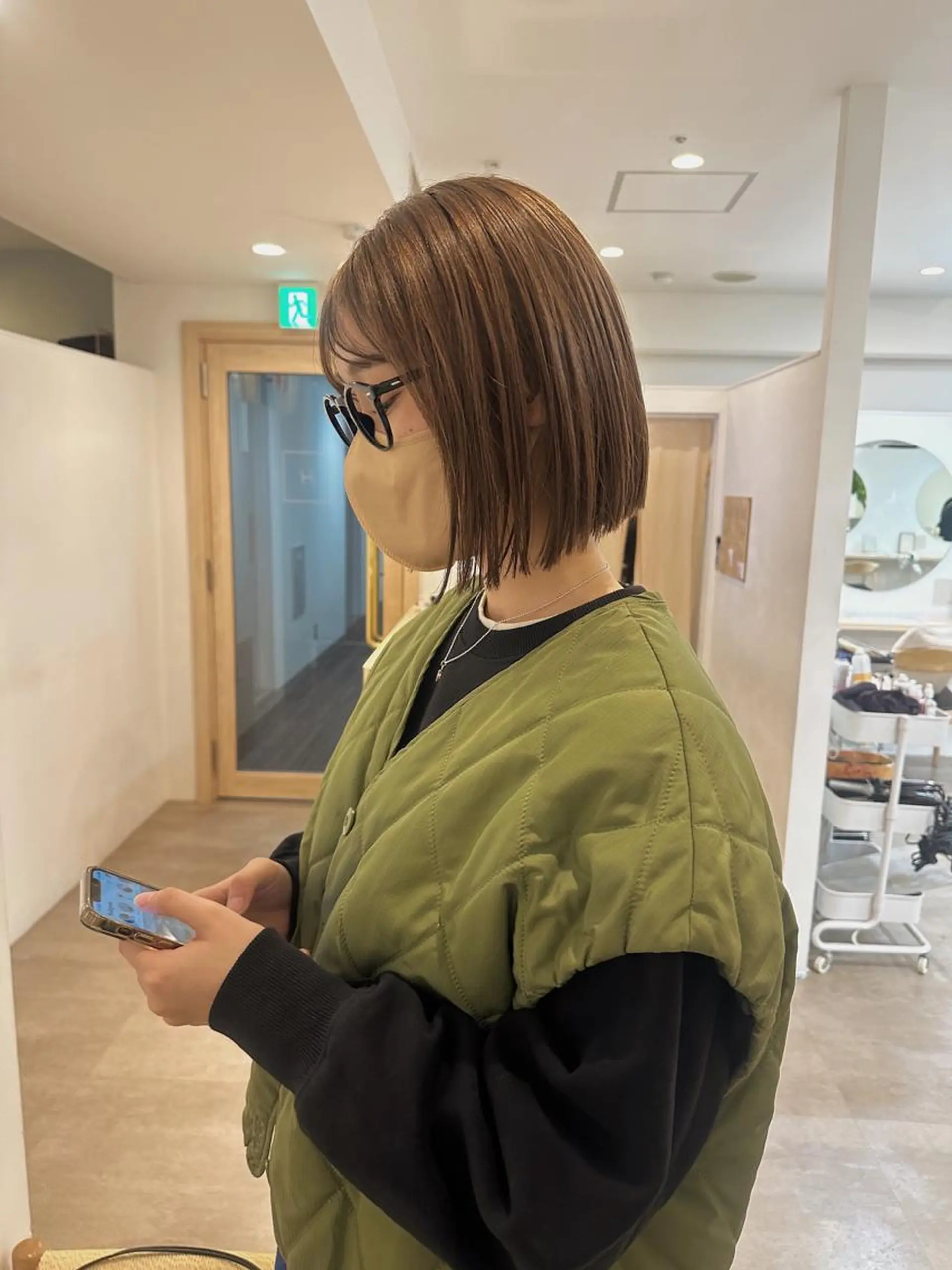 ミディアム カラー カット ヘアカラー 梅田／ベージュ レイヤー／ヌマタのヘアスタイル