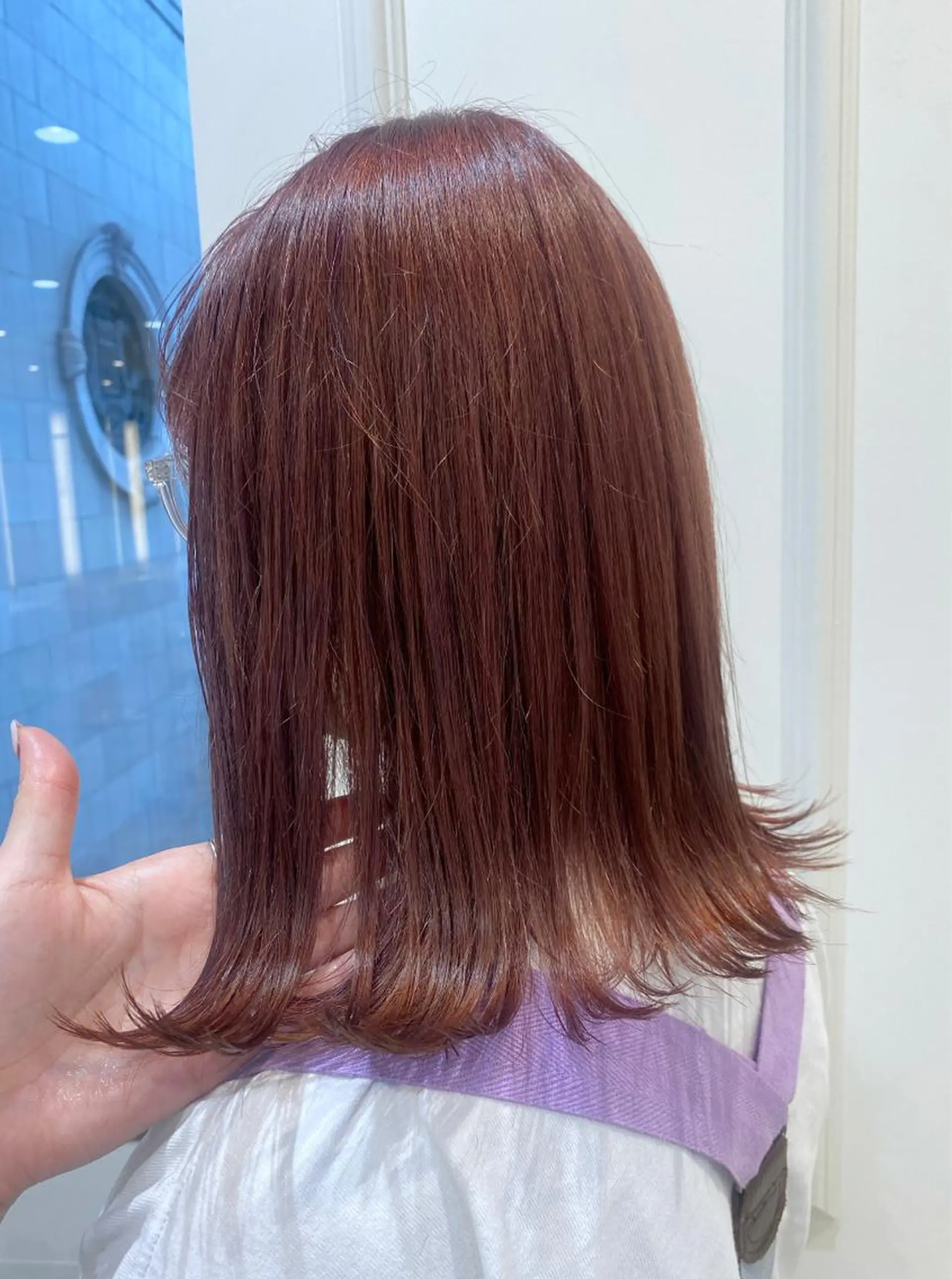 ミディアム カラー ヘアカラー トリートメント 小顔レイヤー/ ベージュ🤍Rieのヘアスタイル