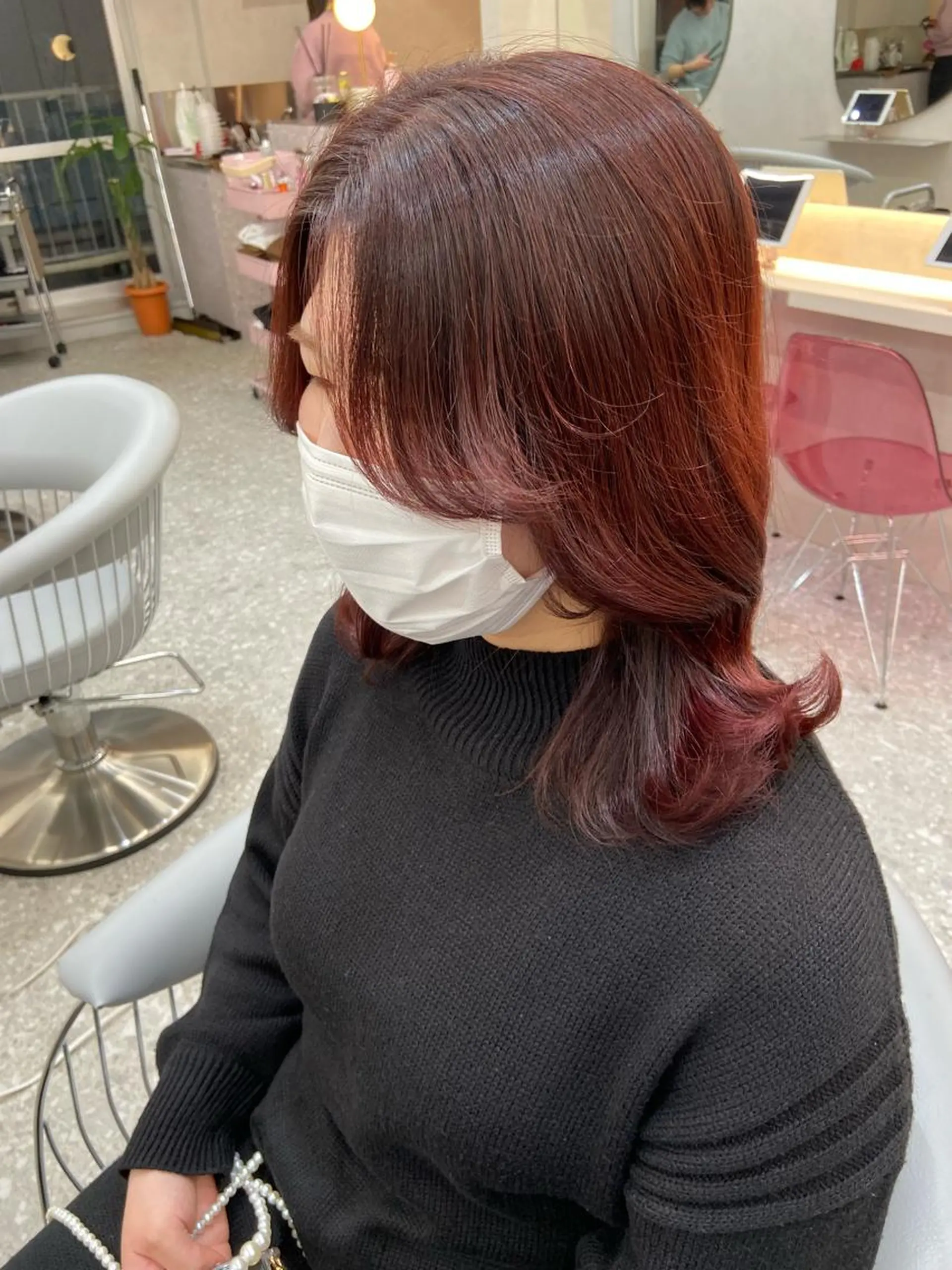 ミディアム カラー ピンクカラー 韓国風ヘア カット ヘアカラー トリートメント 新宿/韓国ヘア 中明度カラー/かやのヘアスタイル