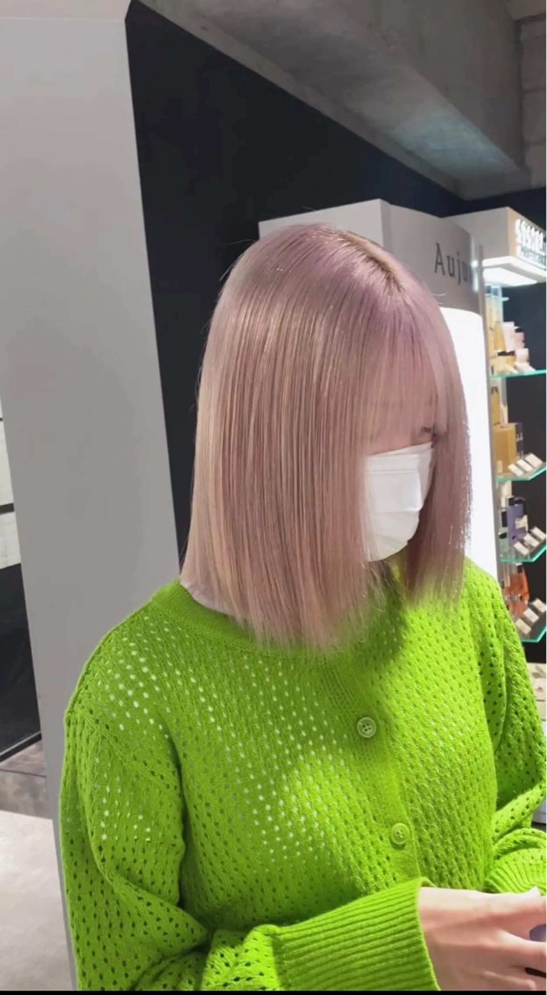 ミディアム カラー ピンクカラー esu 天満のヘアスタイル