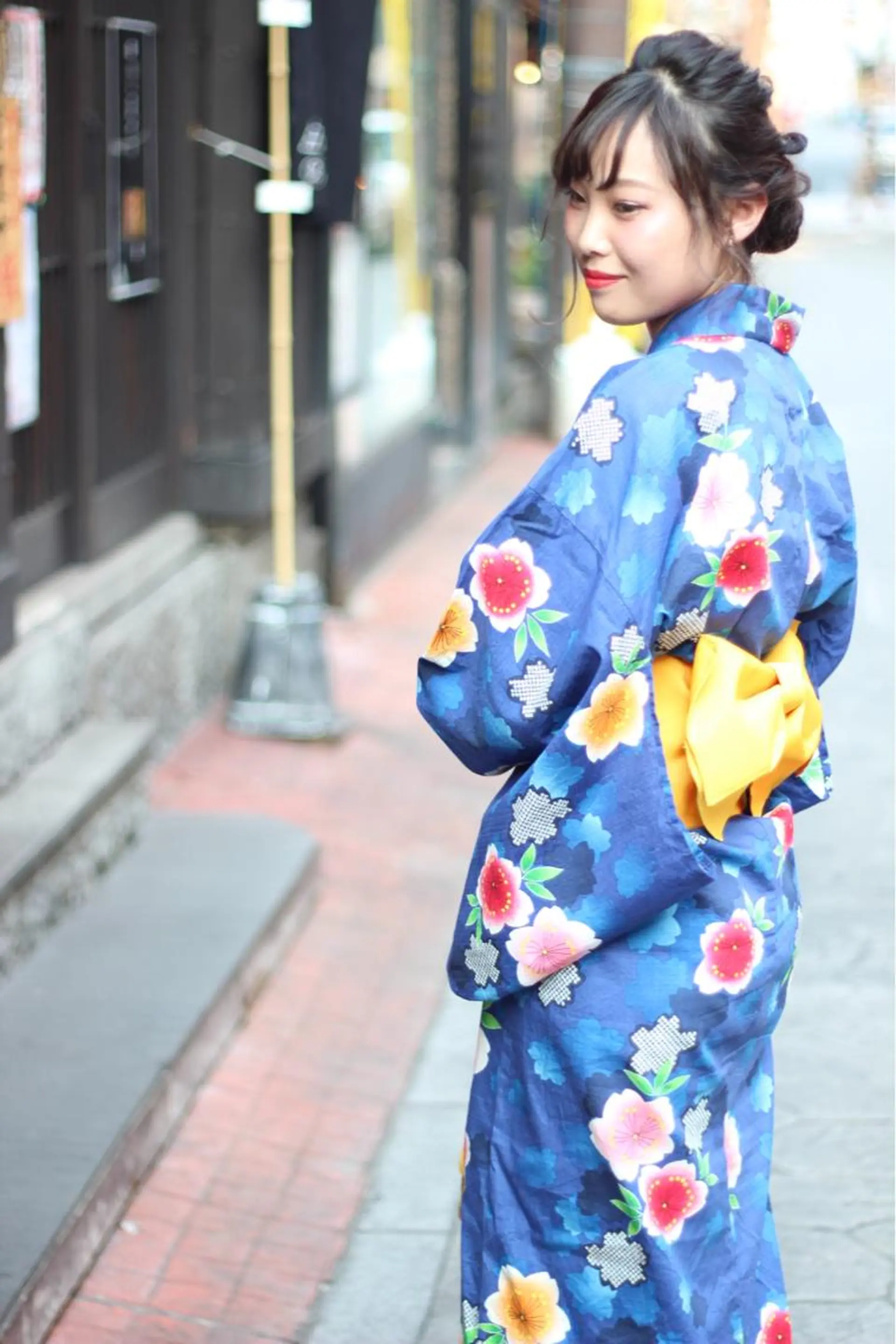 セミロング カラー パーマ ヘアアレンジ 浴衣 ヘアセット 成松 勇治のヘアスタイル