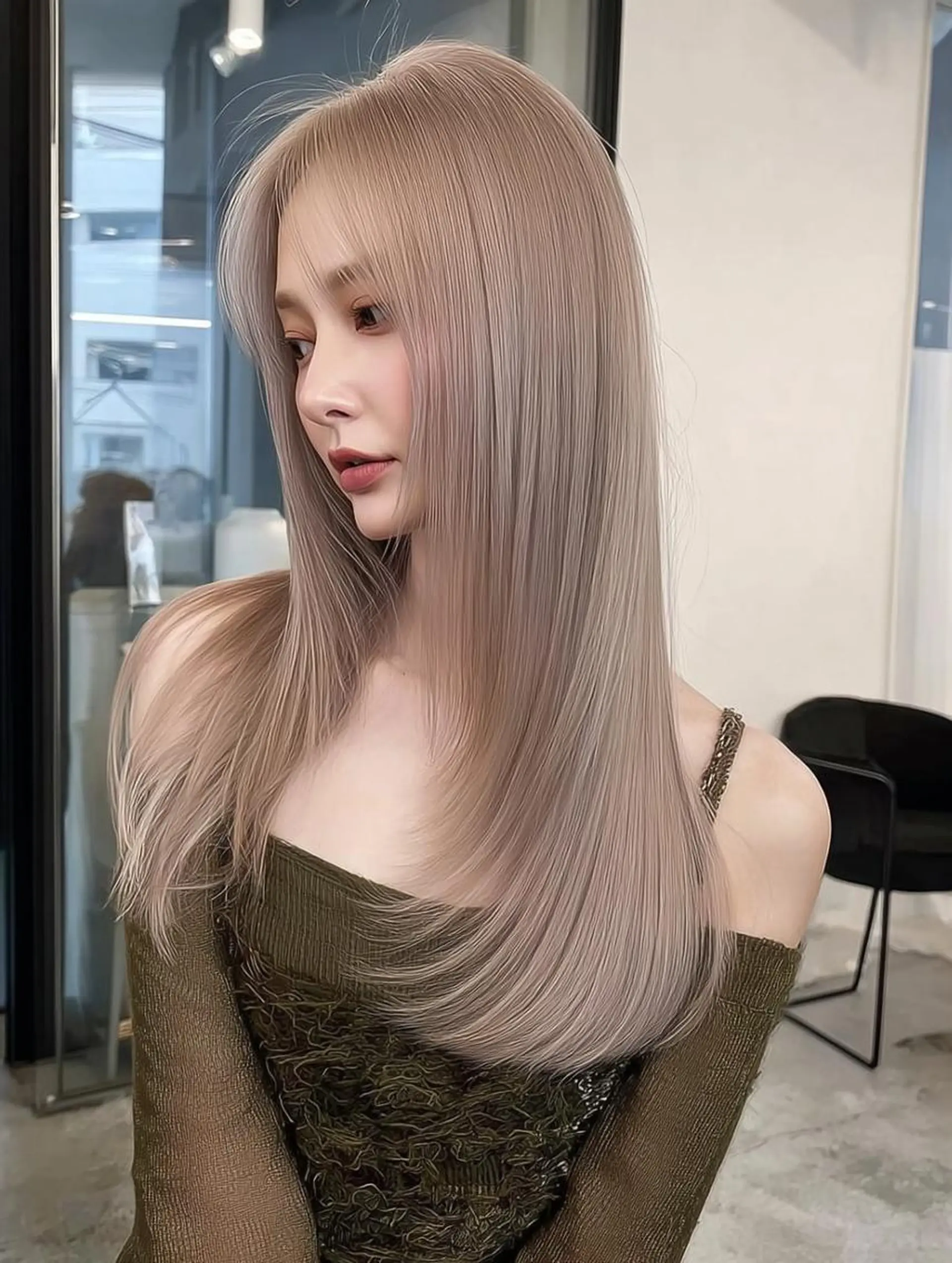 セミロング ボブ 髪質改善 韓国風ヘア レイヤーカット 縮毛矯正 カット ヘアカラー トリートメント 福園 弘郁のヘアスタイル