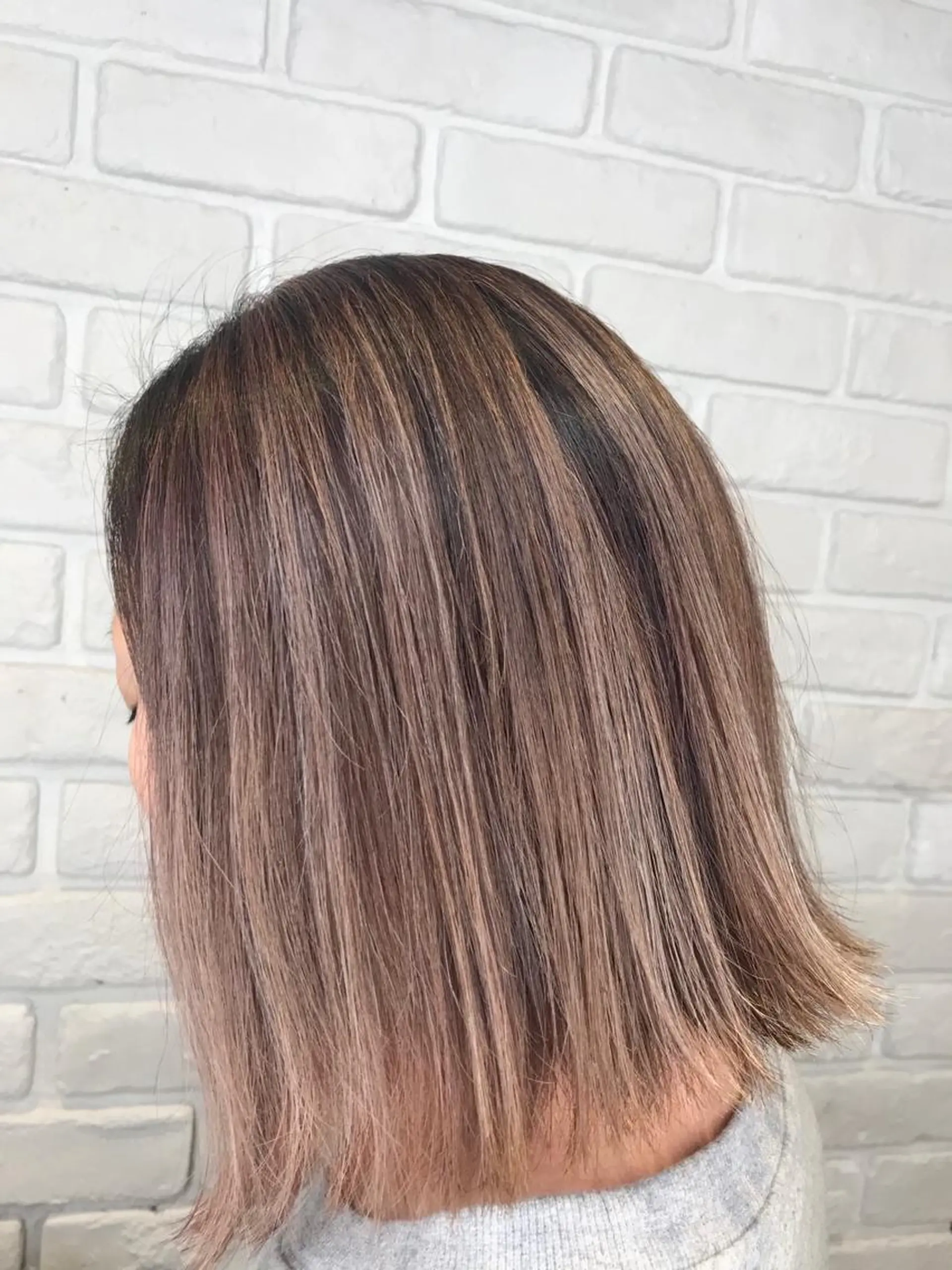 ミディアム カラー ハイライトカラー ハイライト 森本 笑のヘアスタイル