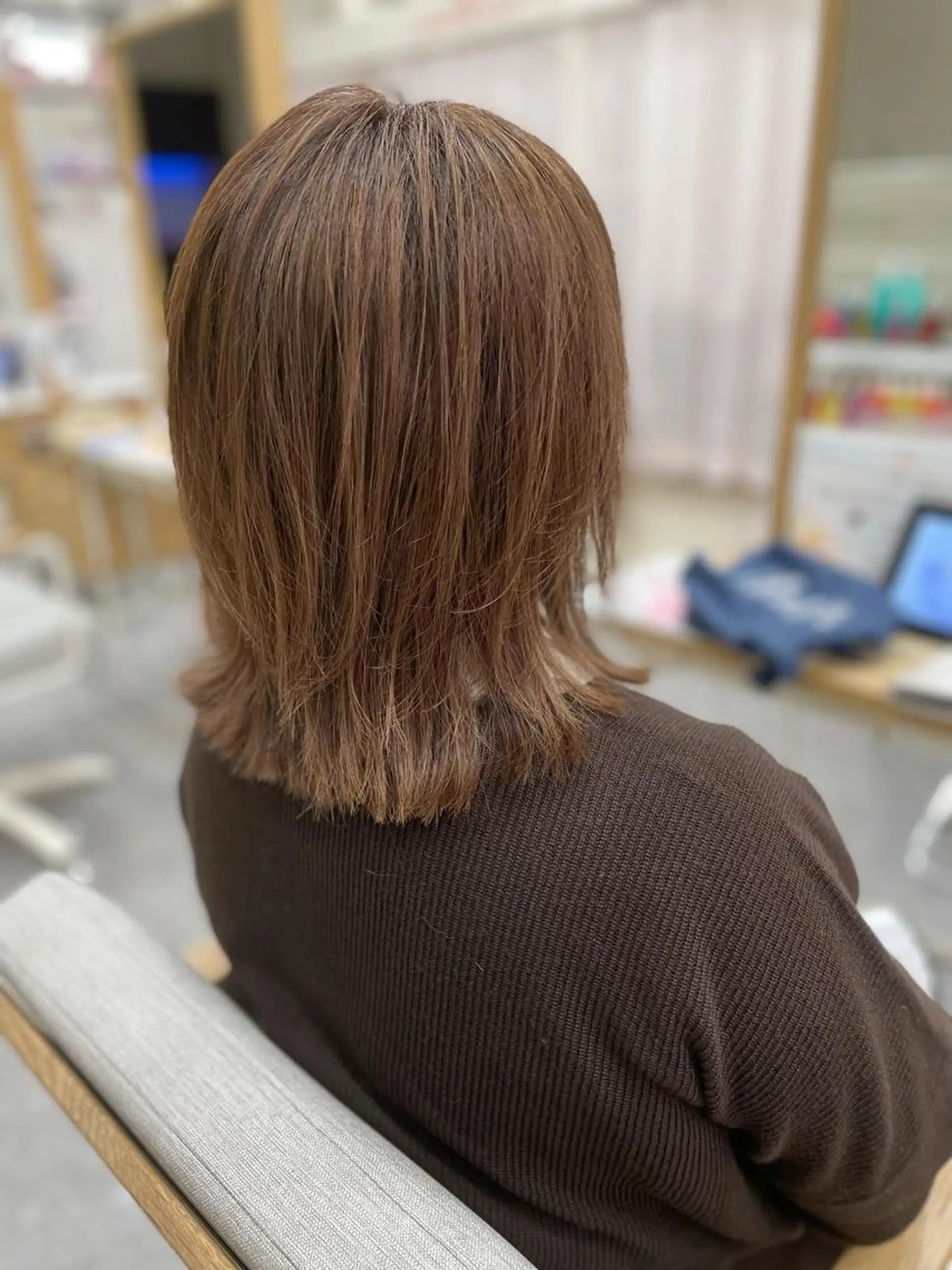 ミディアム ハイライト レイヤーカット カット パーマ PROGRESS‣‣ 福澤 可音🐯🐝のヘアスタイル