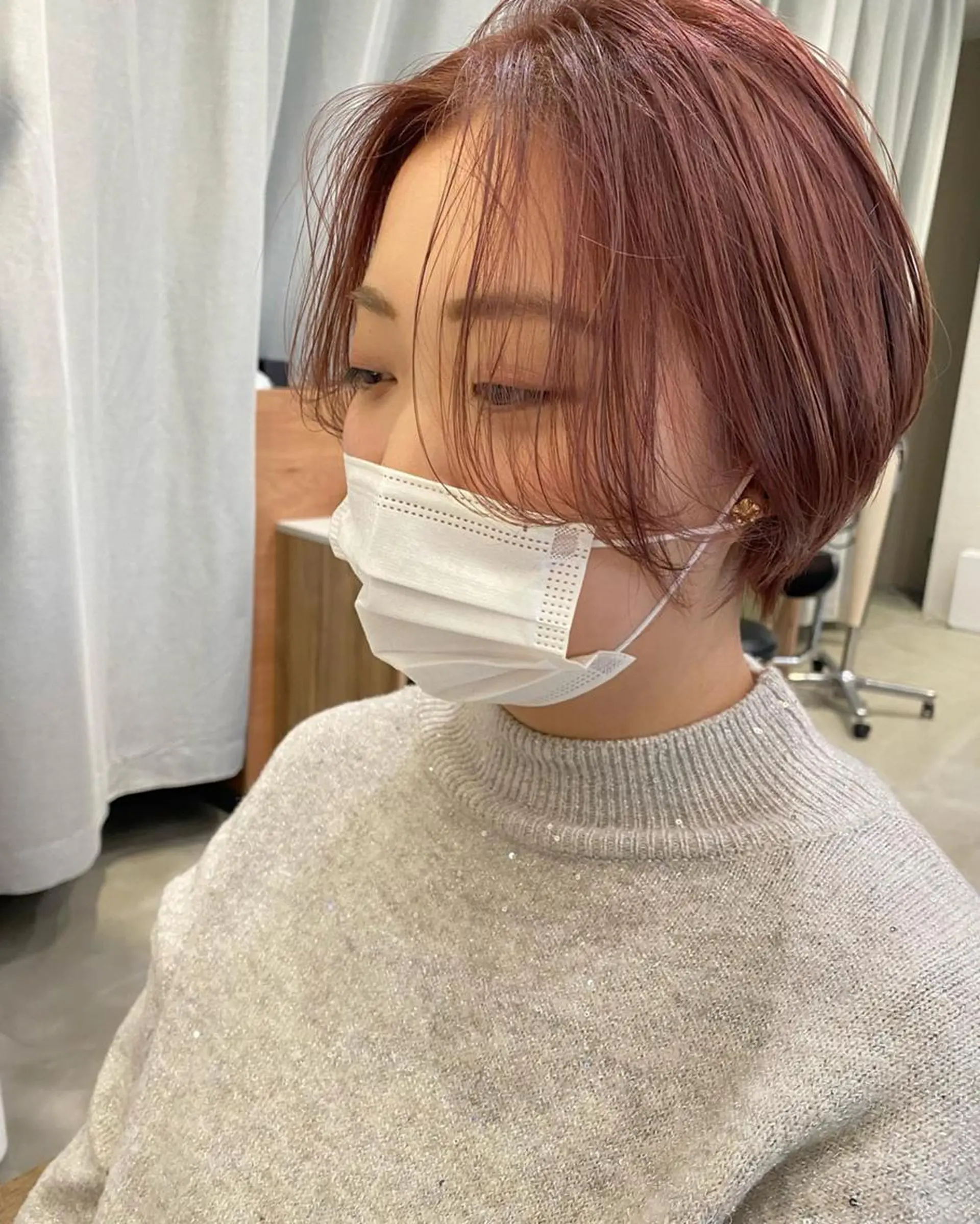 ショート カラー パーマ メンズ キッズ マツエク・マツパ メンズブリーチ ベージュカラー ブリーチ ピンクカラー ピンクベージュ Sanctuary with Eden所属・山本 銘子のヘアスタイル