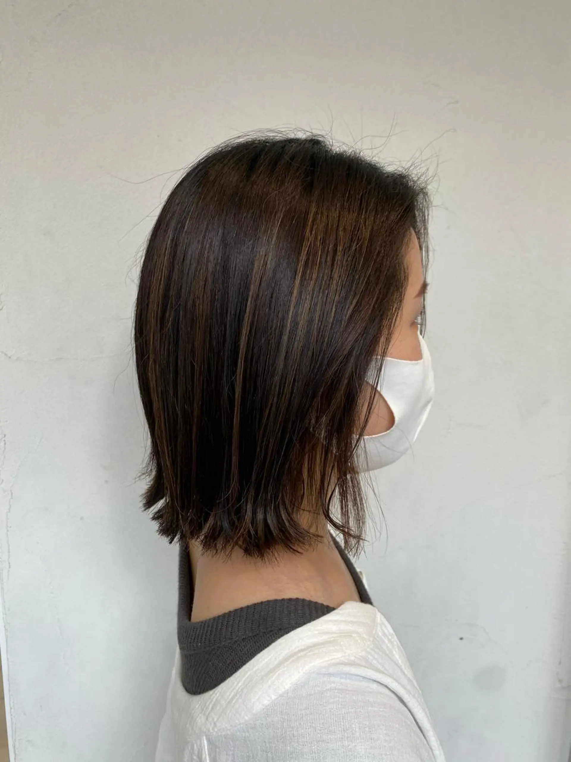 ミディアム 切りっぱなしボブ ボブ Ash中目黒店 榊間茜のヘアスタイル