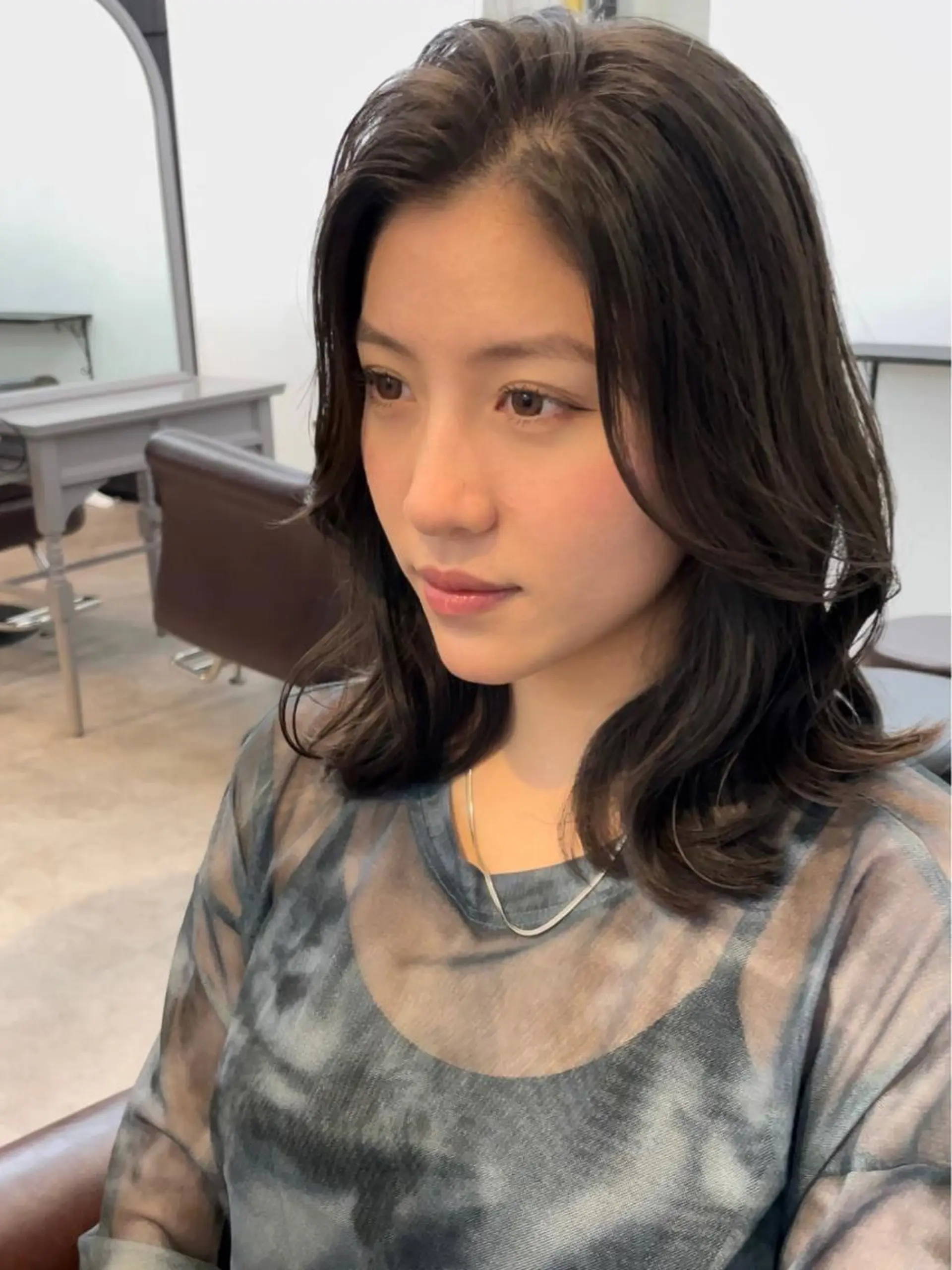 ミディアム 顔まわりレイヤー 顔周りカット 韓国風ヘア レイヤーカット 小顔カット GRAND LINE/グランドライン所属・北村 斗和のヘアスタイル