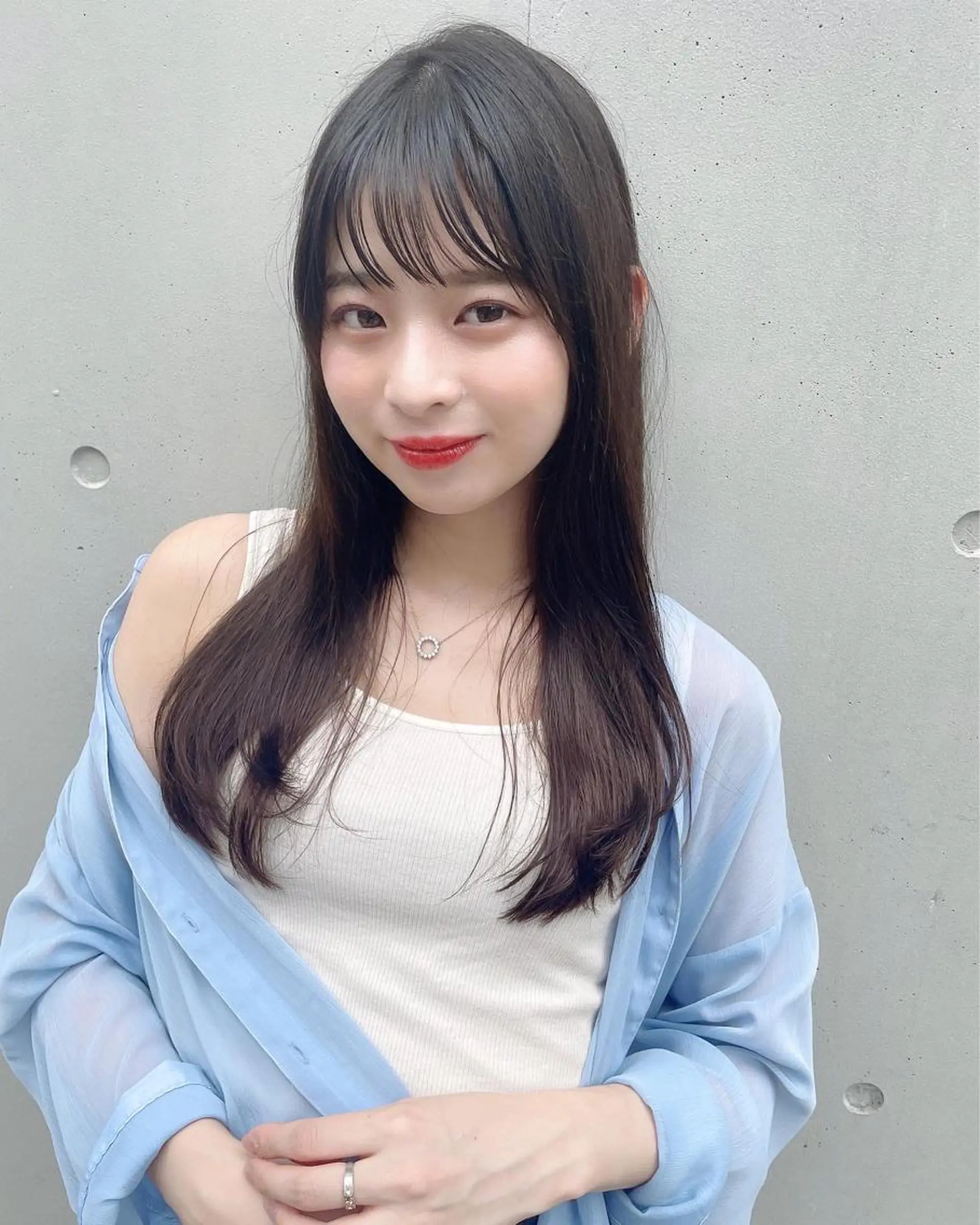 ロング ハイライト 髪質改善 小顔カット 縮毛矯正 トリートメント カット 縮毛矯正 宮澤  タケル ミディアムヘアのヘアスタイル