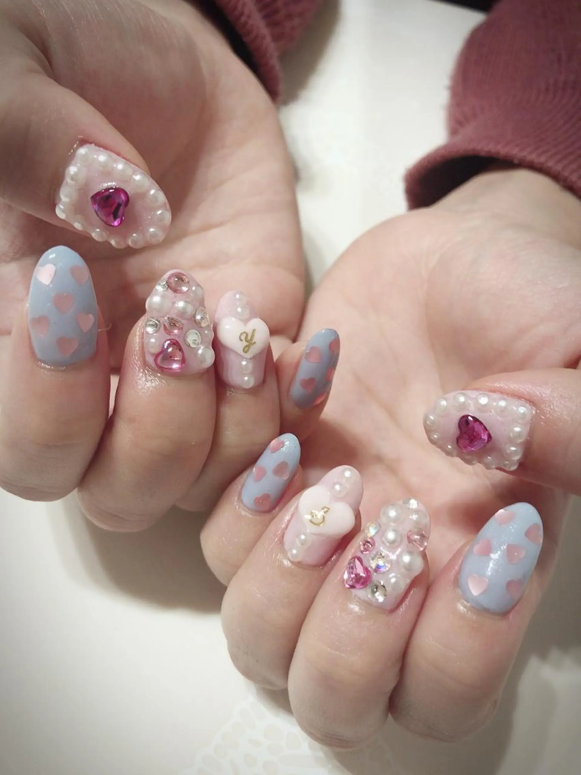 ネイル ブルー ピンク ハンドネイル * haruのネイルデザイン