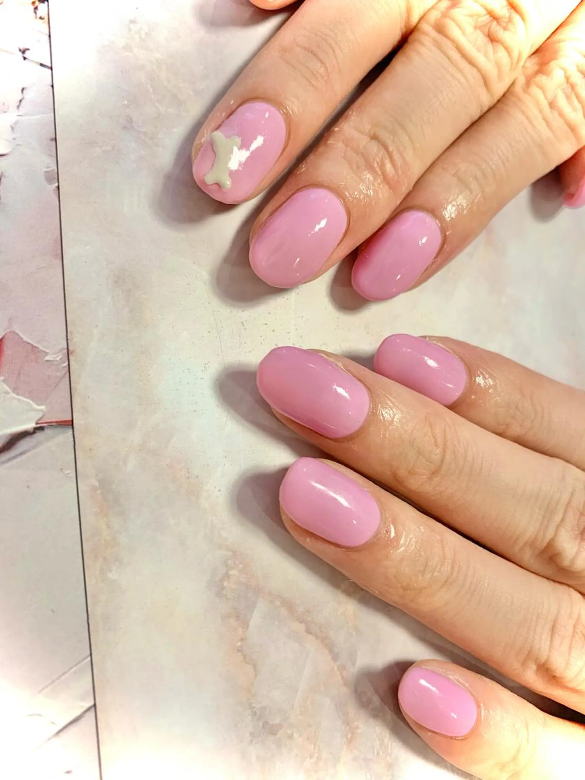 ネイル ワンカラーネイル ピンク ショートネイル シンプルネイル Nail Salon　Ｋのネイルデザイン