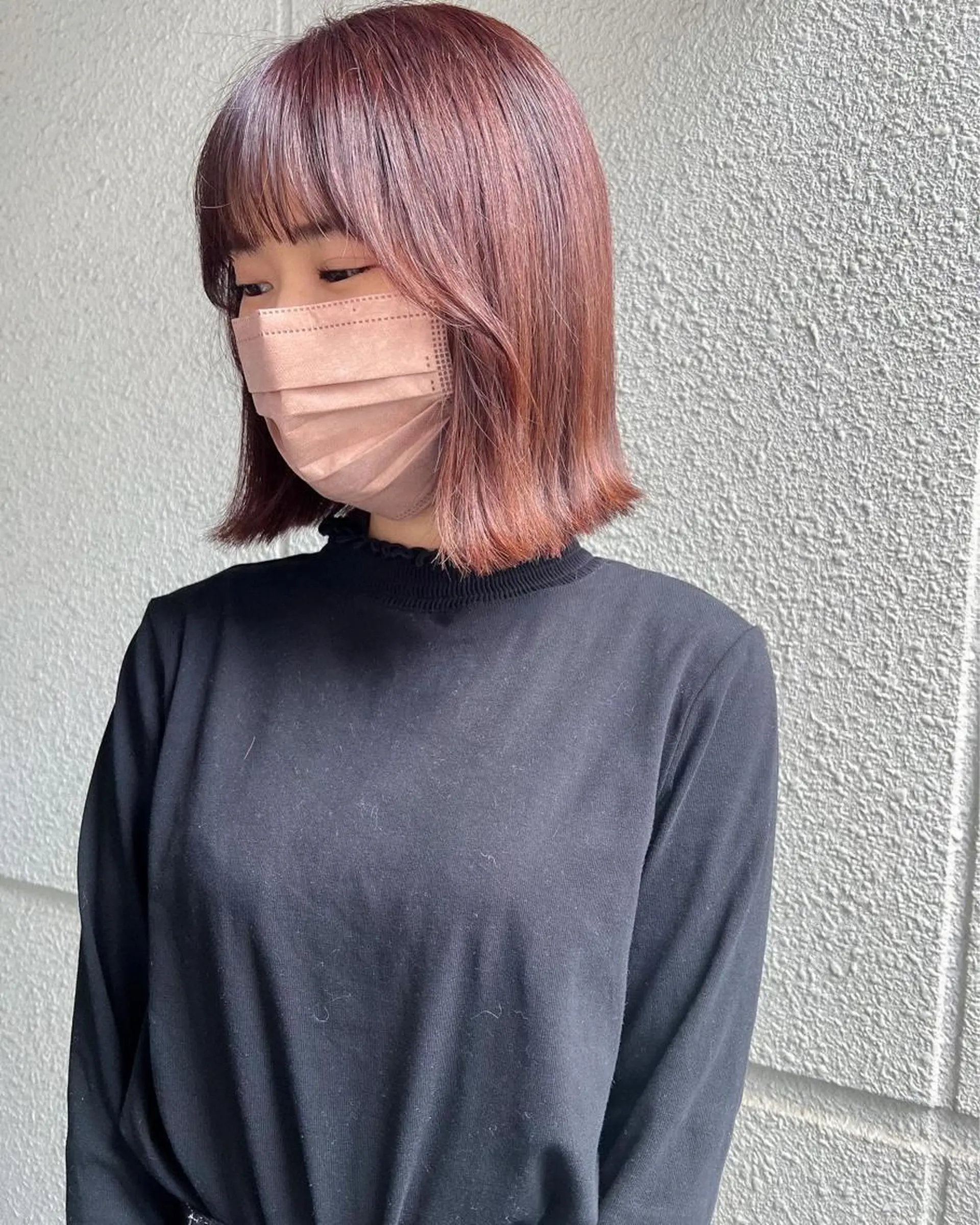 ミディアム カラー ブラウンカラー ピンクカラー ピンクブラウン カラーパティシエ facce🌼ikoのヘアスタイル