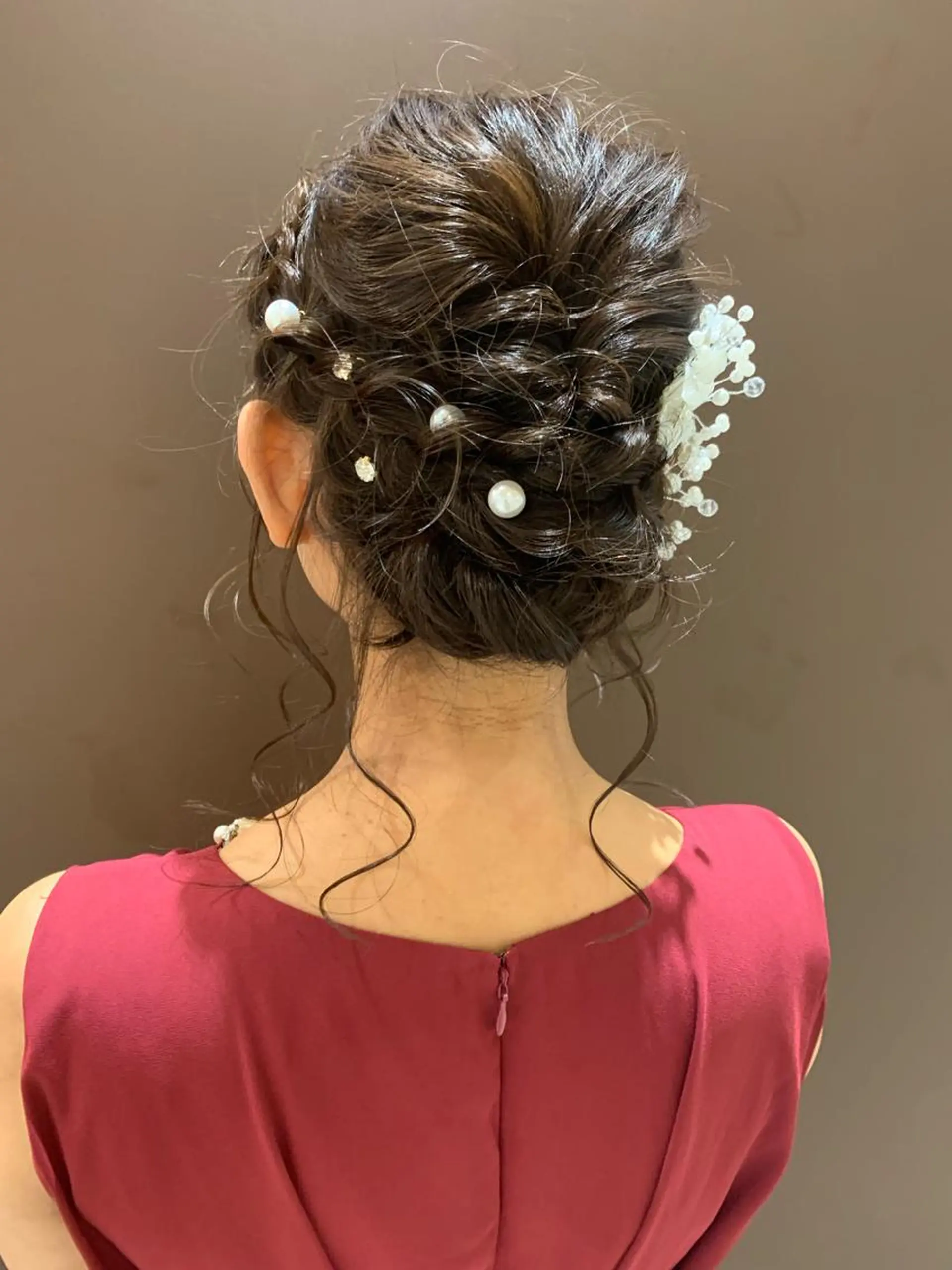 ミディアム カラー ヘアアレンジ ヘアセット きむえり/髪質改善 /うねり広がり改善のヘアスタイル