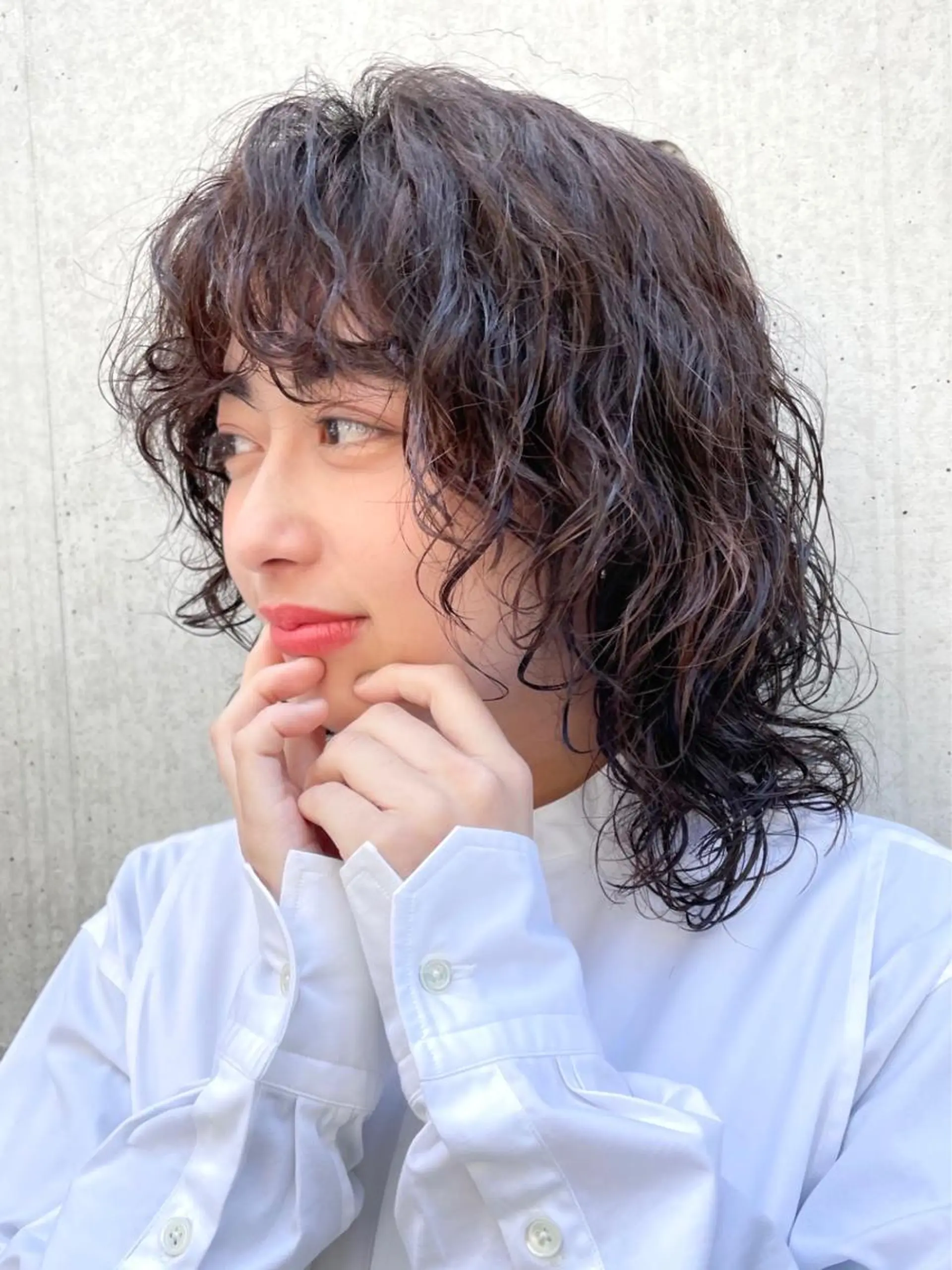 ミディアム パーマ ミディアムパーマ ボブ ハイライト ウルフカット 銀座No.1髪質改善 縮毛矯正/本木のヘアスタイル