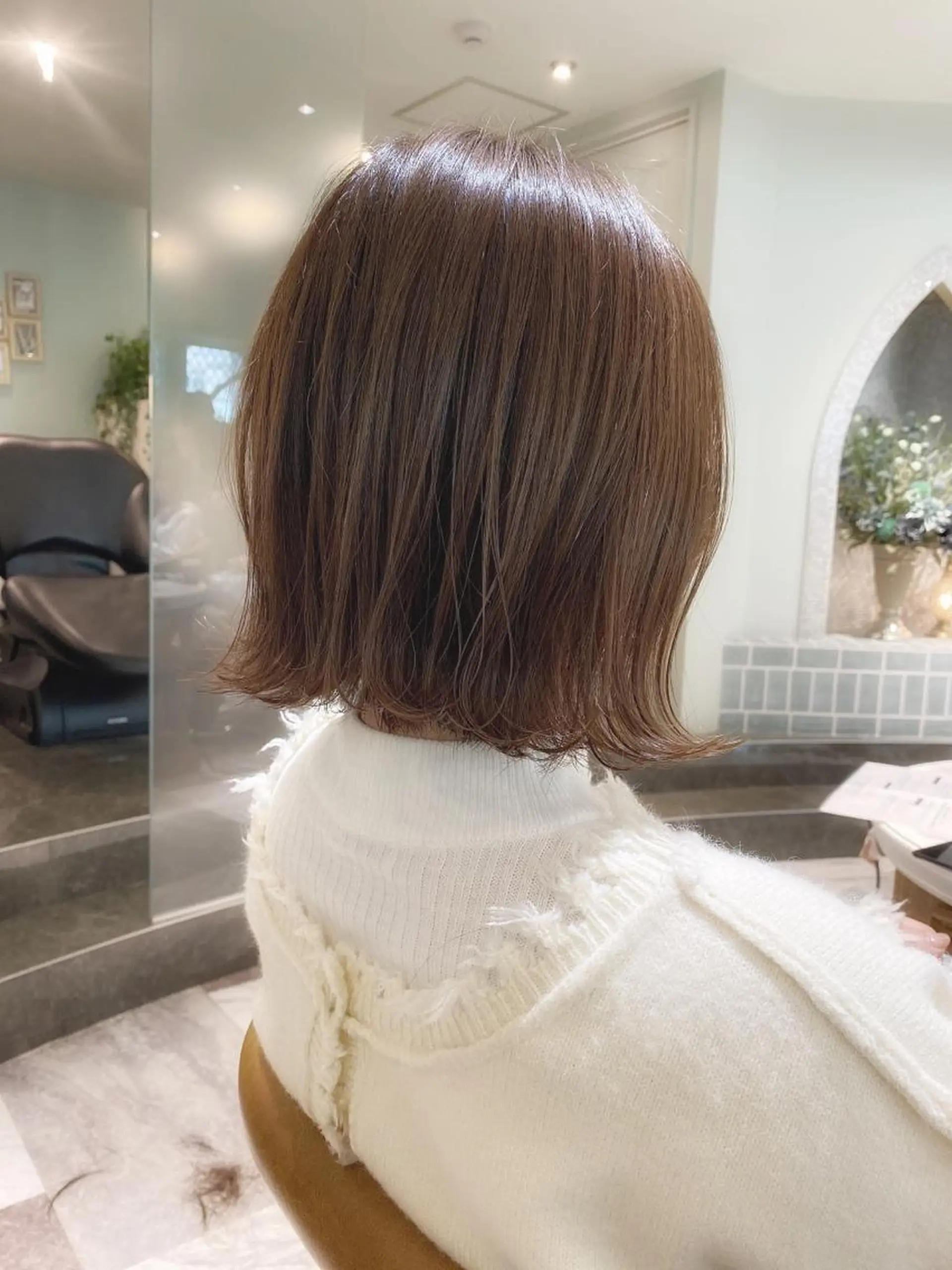 ミディアム カット ヘアカラー トリートメント ブリーチなしダブル カラー縮毛矯正　下野のヘアスタイル