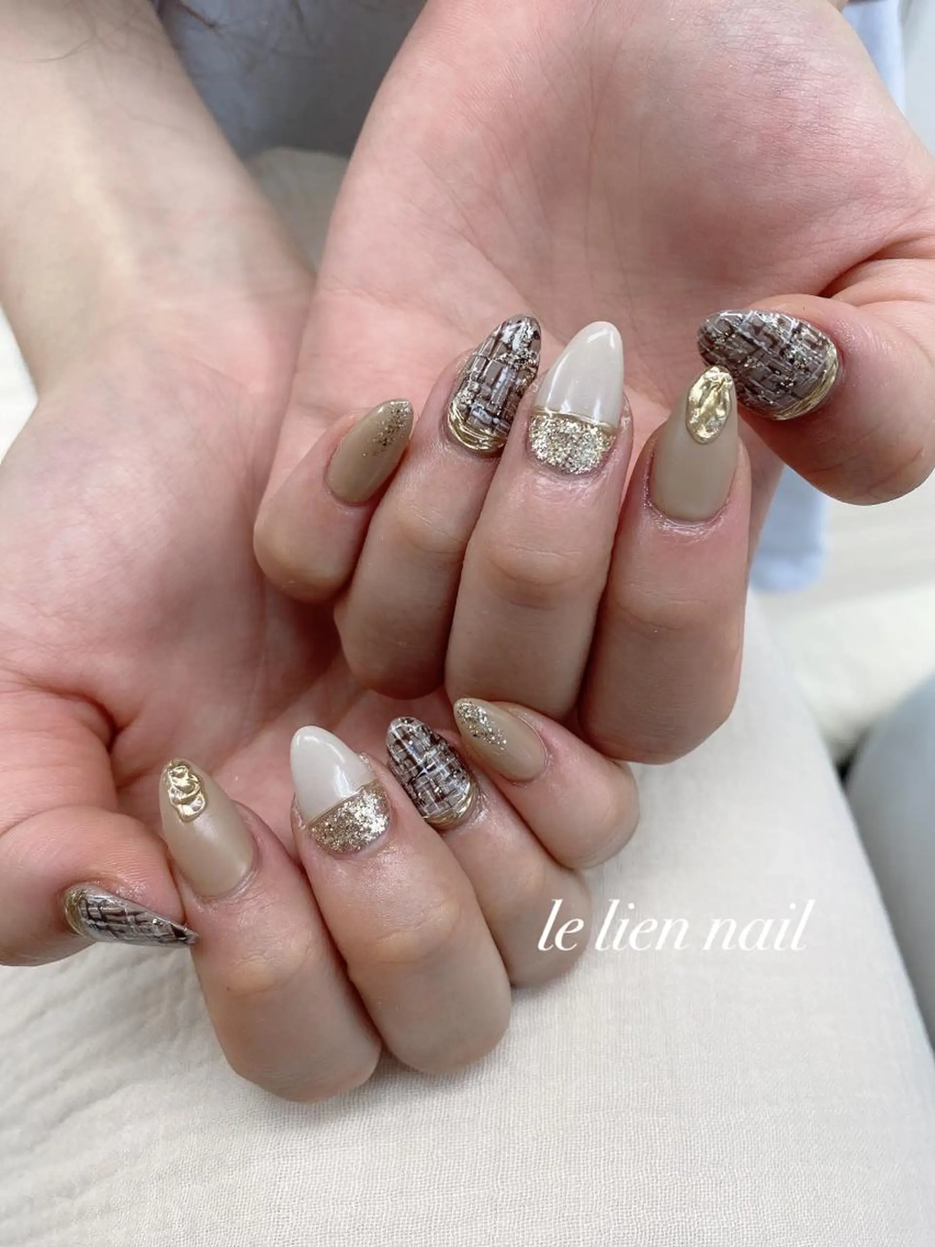 ネイル アートネイル ツイードネイル le lien nailのネイルデザイン