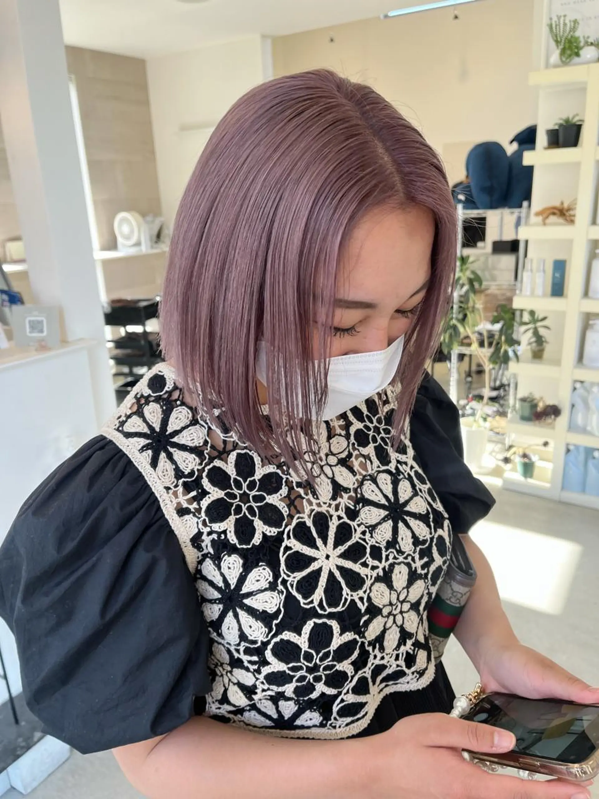 ミディアム カラー 長山 茉白のヘアスタイル
