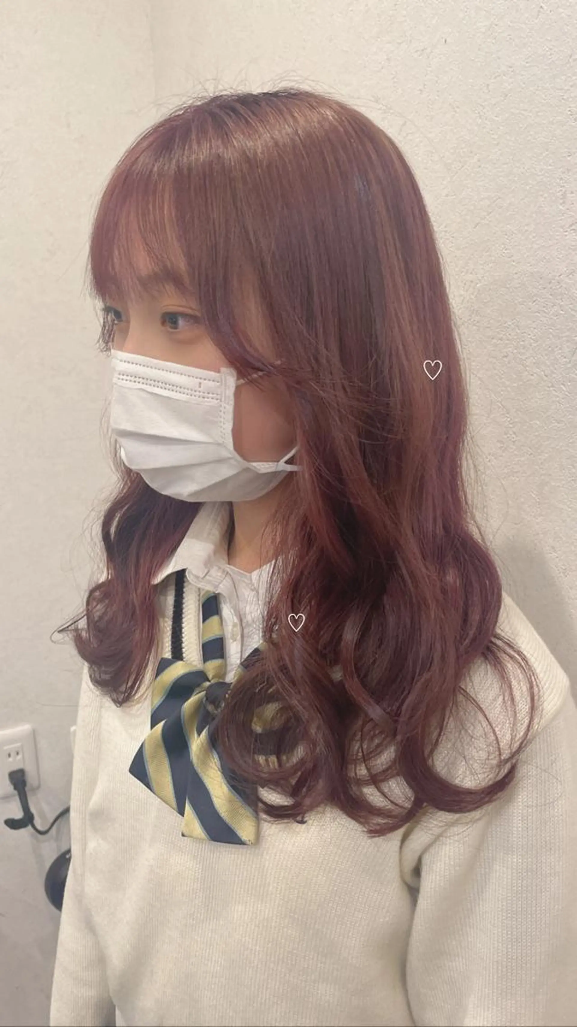 ロング ピンクラベンダー カット 縮毛矯正 トリートメント 北山 巴奈のヘアスタイル