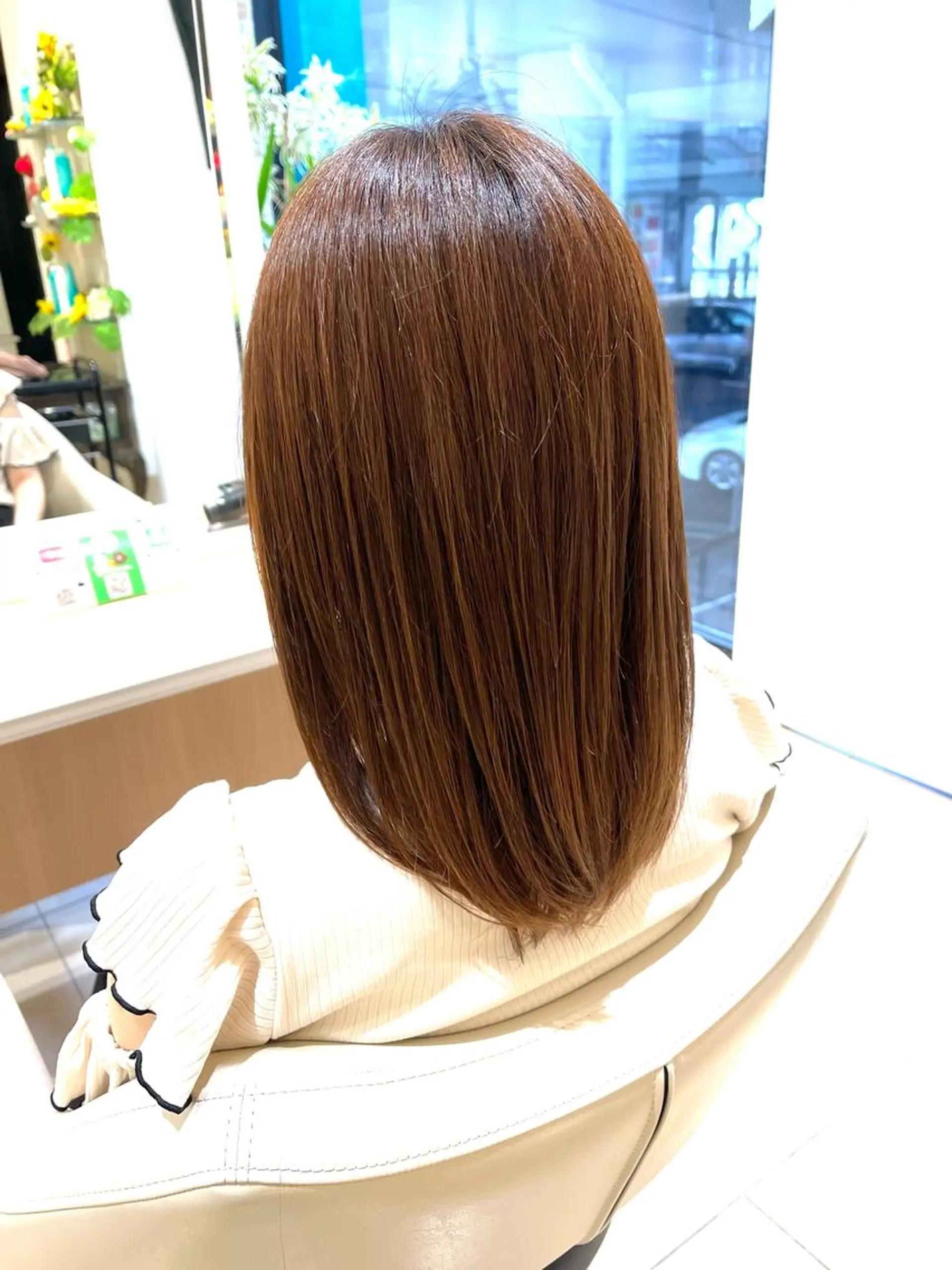 セミロング カラー 髪質改善 トリートメント 髪質改善縮毛矯正 💎TOMOのヘアスタイル