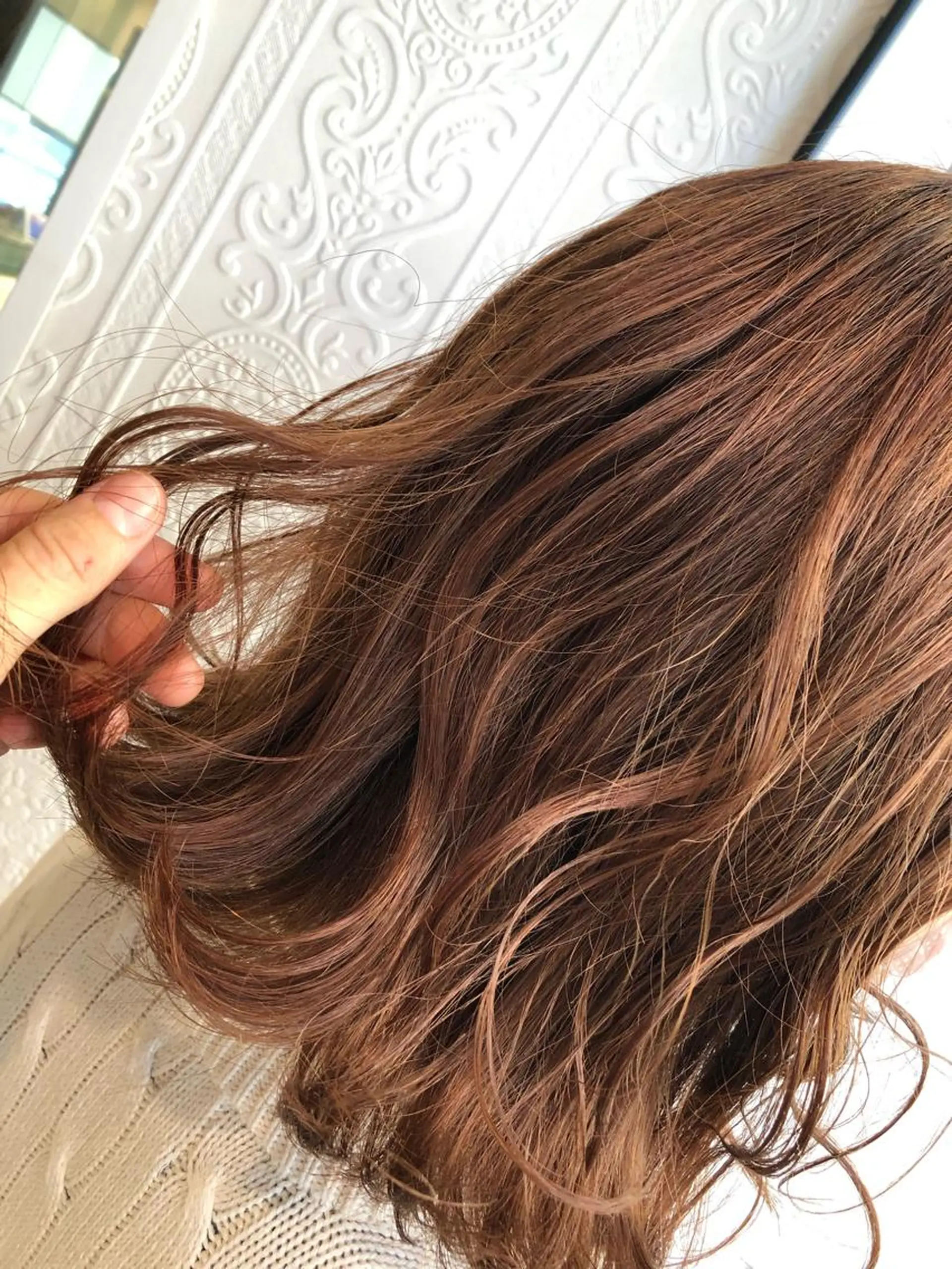 ミディアム カラー ブラウンカラー オレンジ オレンジブラウン 🍀富久 永梨🧸のヘアスタイル