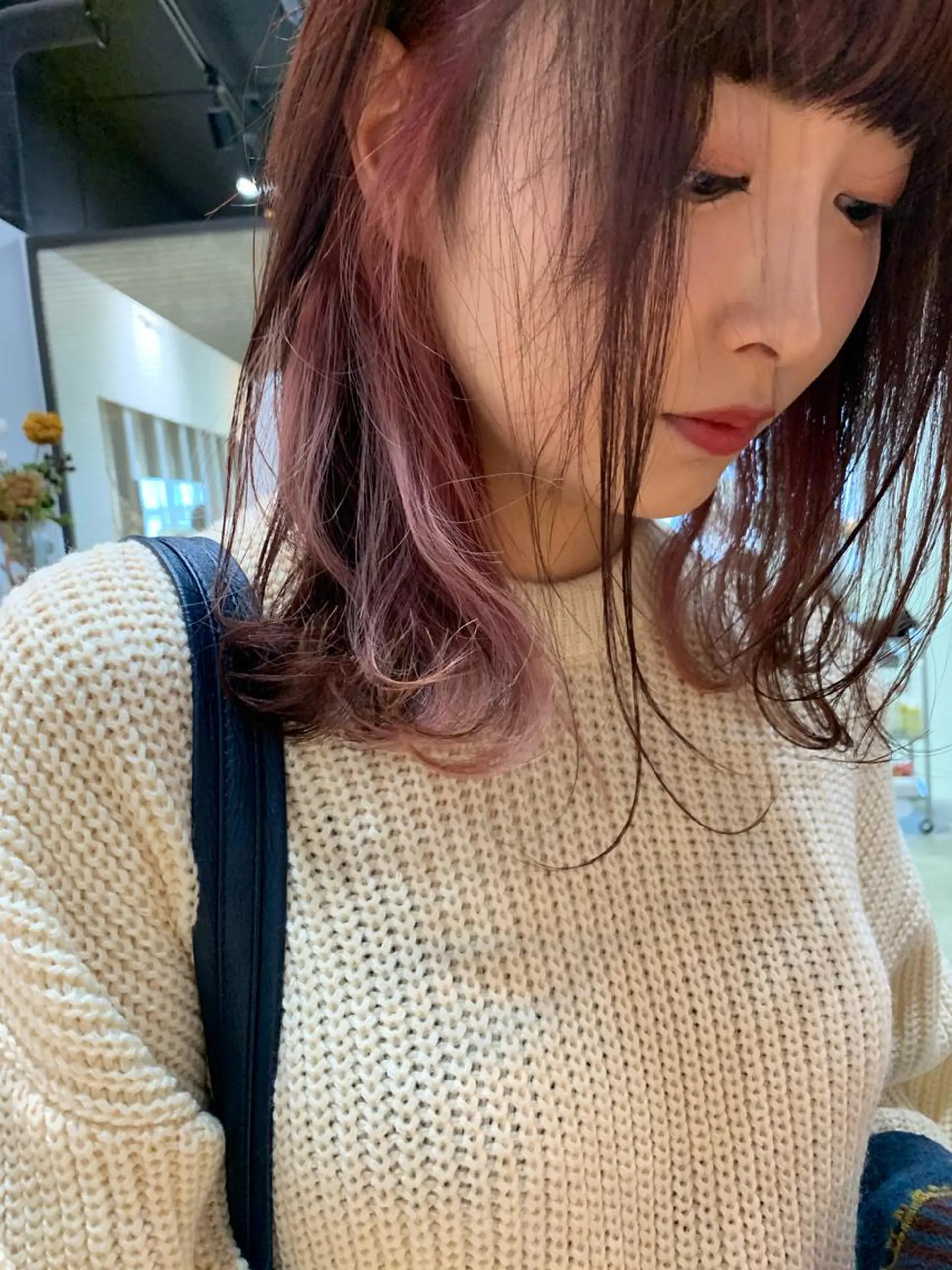 セミロング カラー ヘアカラー トリートメント 怪我のため6月末 復帰予定田中瑞希🍃のヘアスタイル