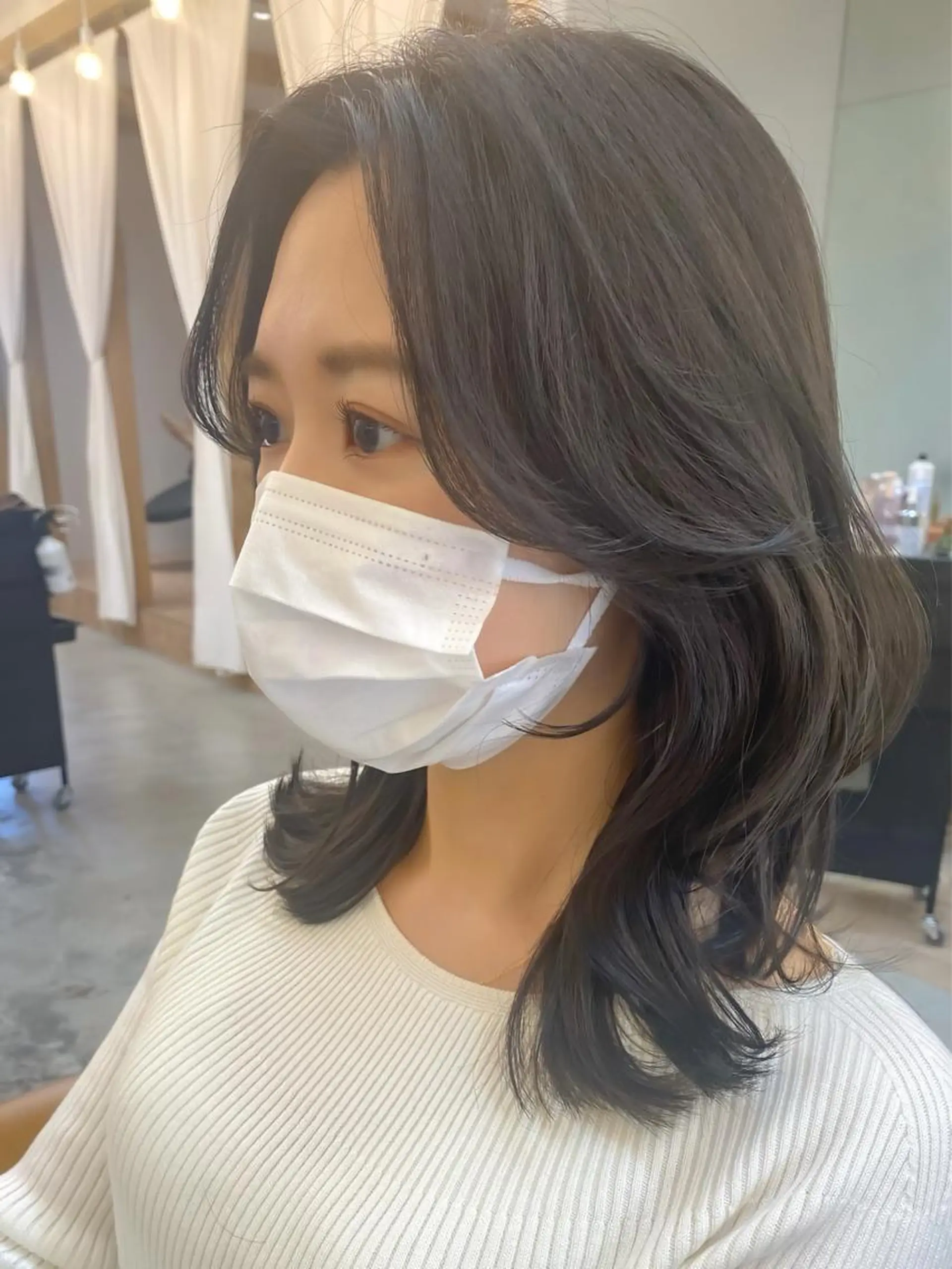 ミディアム カラー くびれヘア 韓国風ヘア ♥️ボブ韓国風ヘア ♥️久保田夢美のヘアスタイル