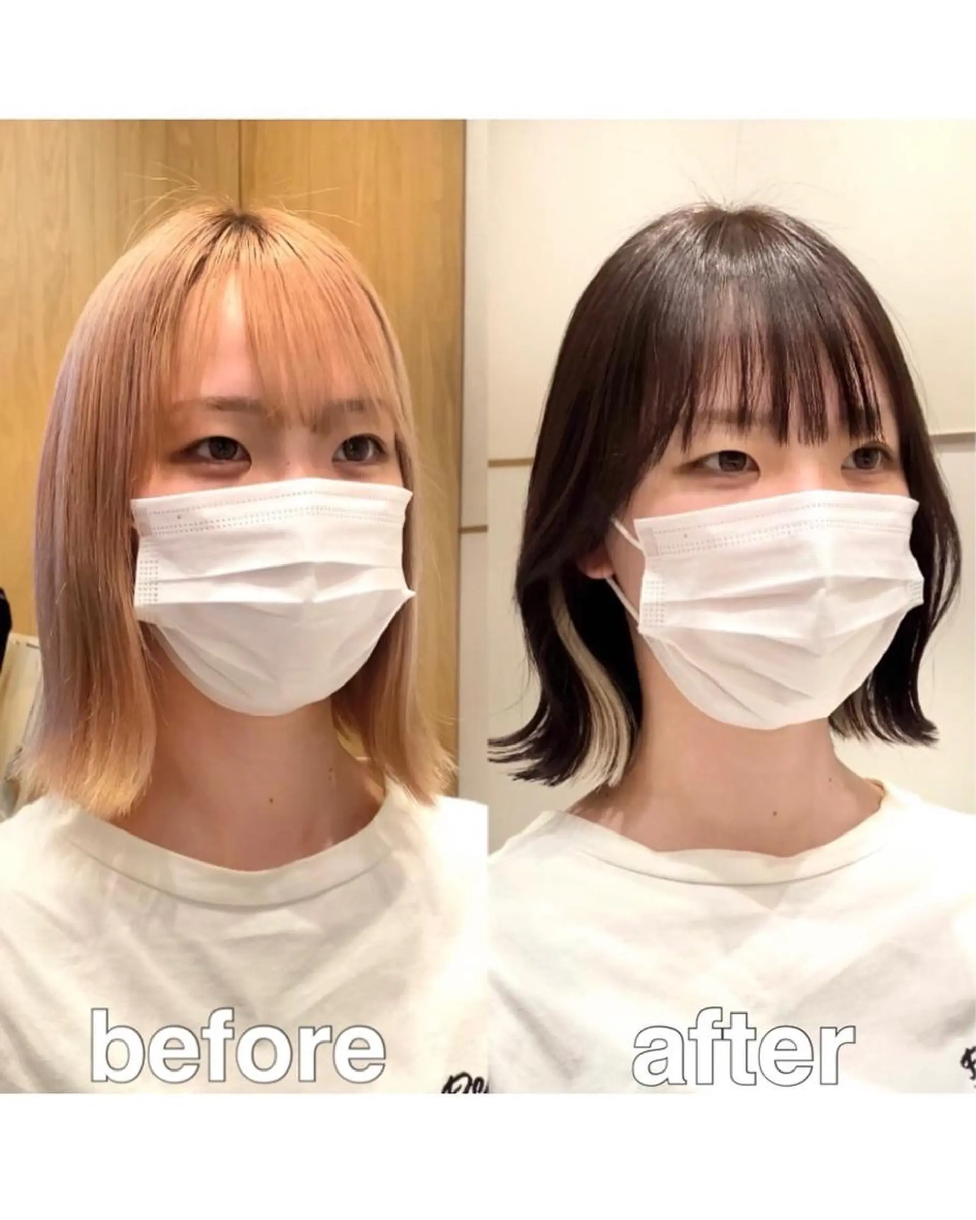 ミディアム カラー パーマ ヘアアレンジ 切りっぱなしボブ バレイヤージュ ブリーチ ケアブリーチ 透明感カラー カット ヘアカラー トリートメント ヘアセット 小野寺瑞希 /最小顔カットのヘアスタイル