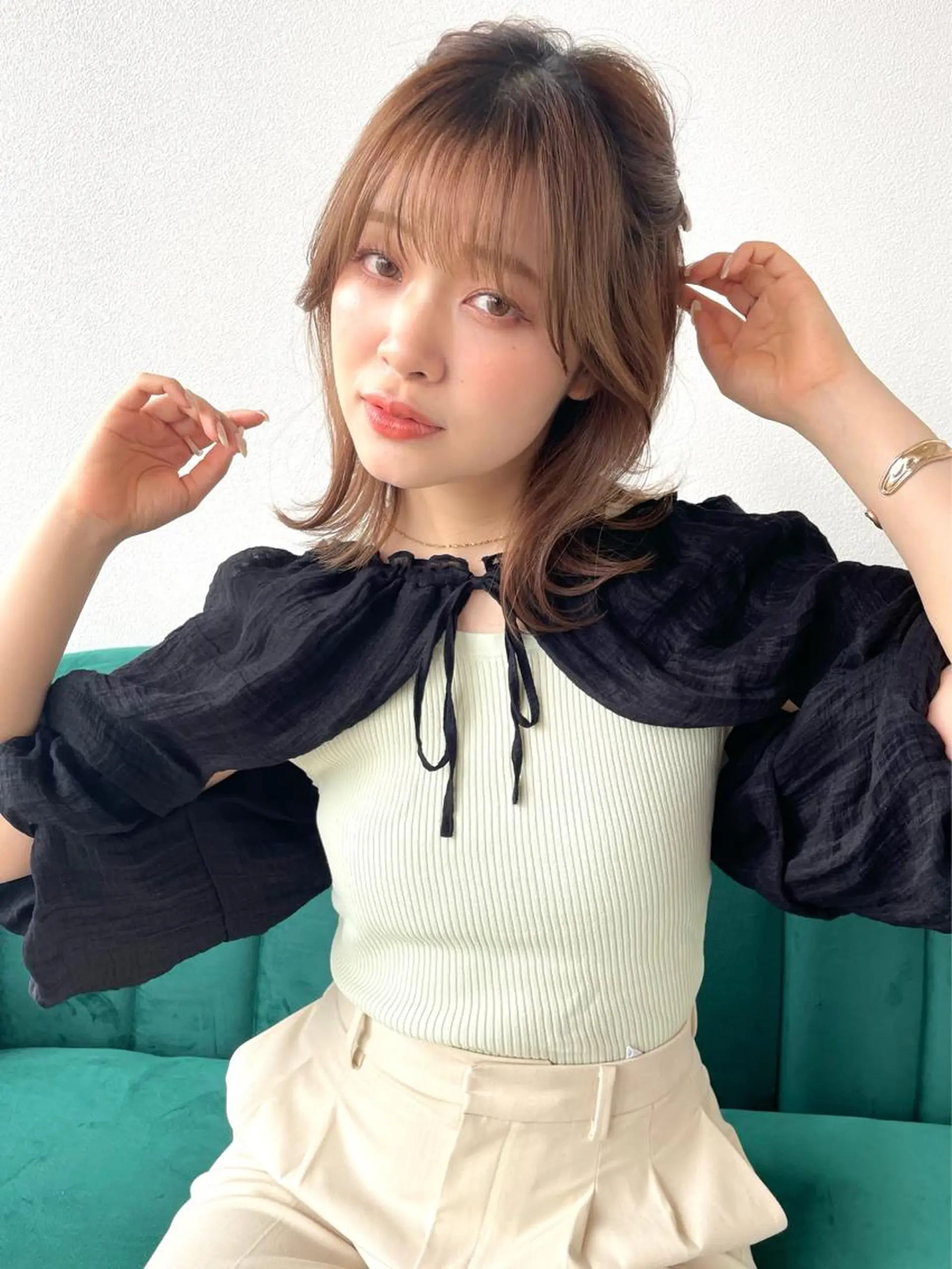 ミディアム カラー ヘアアレンジ ヘアセット kitin  吉祥寺 山岸花のヘアスタイル