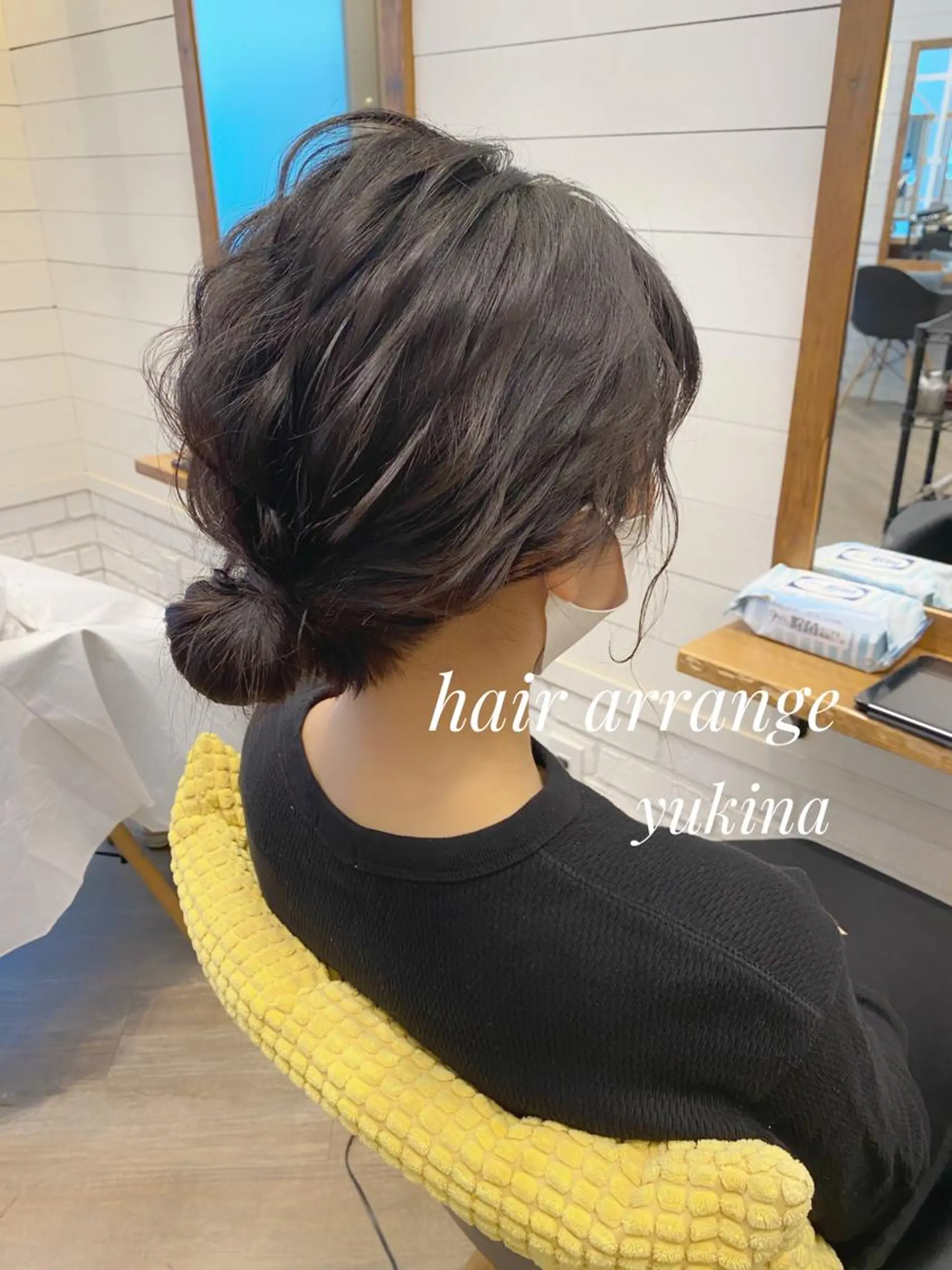 セミロング お団子ヘア ヘアセット ✨透明感ケアカラー✨ 長野ゆきなのヘアスタイル