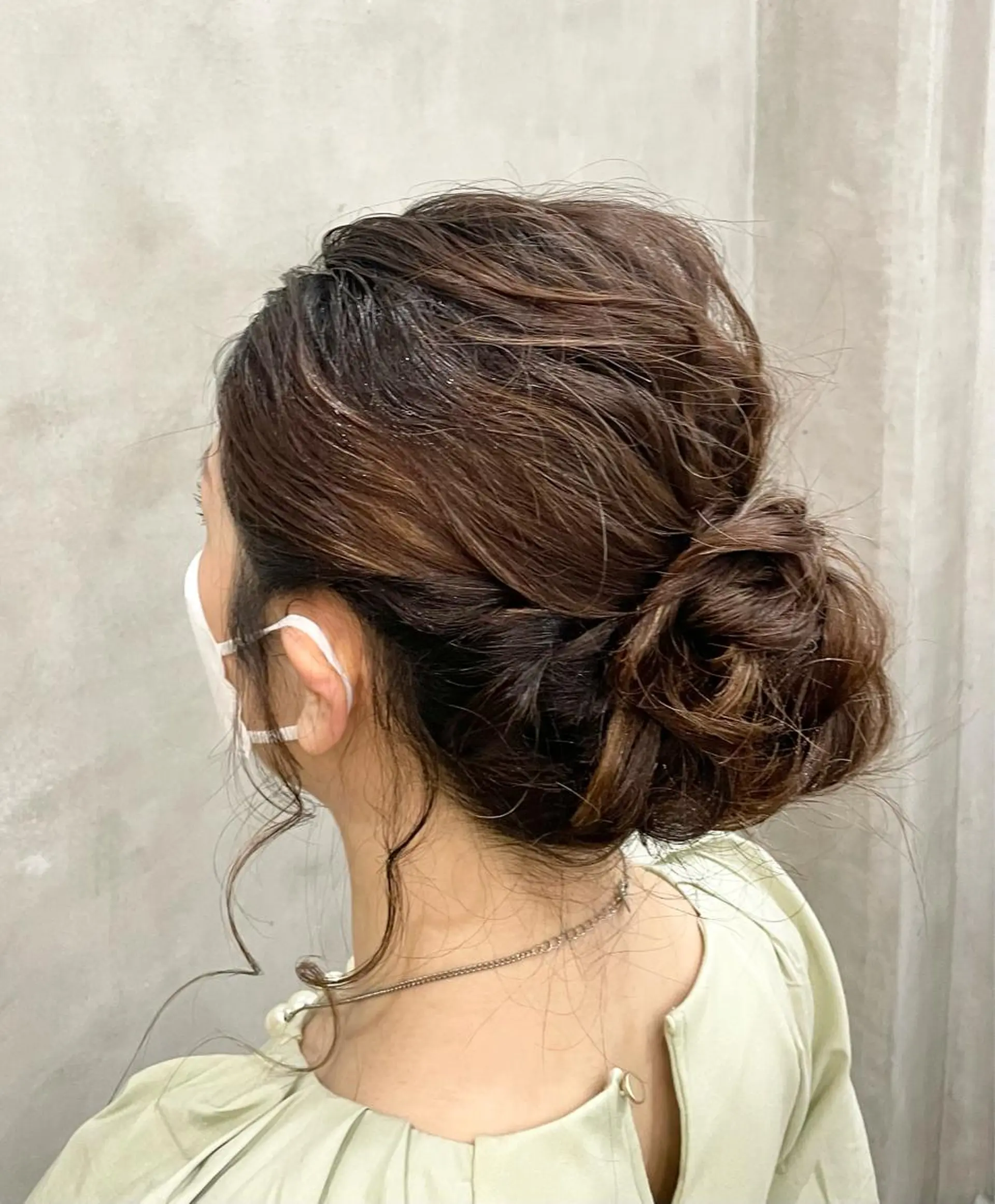 セミロング ヘアアレンジ ヘアセット 【ピンク/韓国ヘア/ ヘアセット】亜海のヘアスタイル