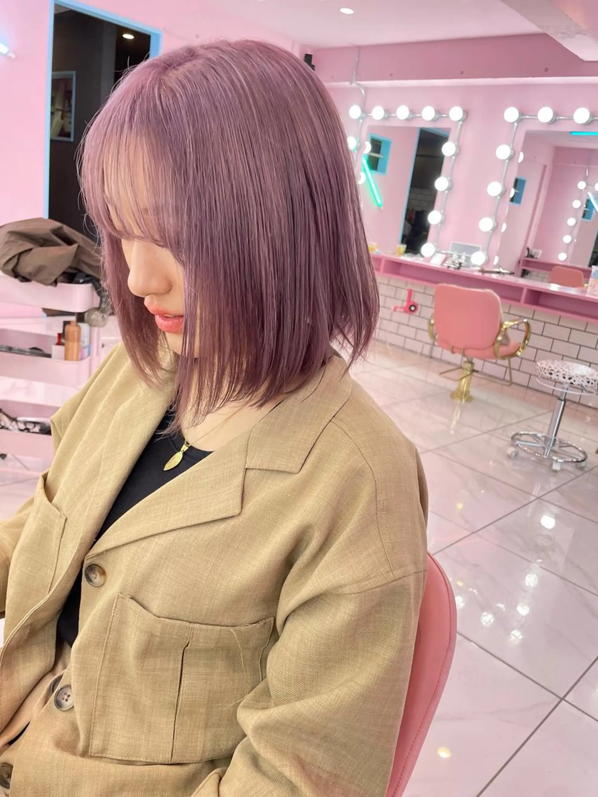 ミディアム カラー ブリーチ ラベンダーカラー 心斎橋/ブリーチ minamiのヘアスタイル