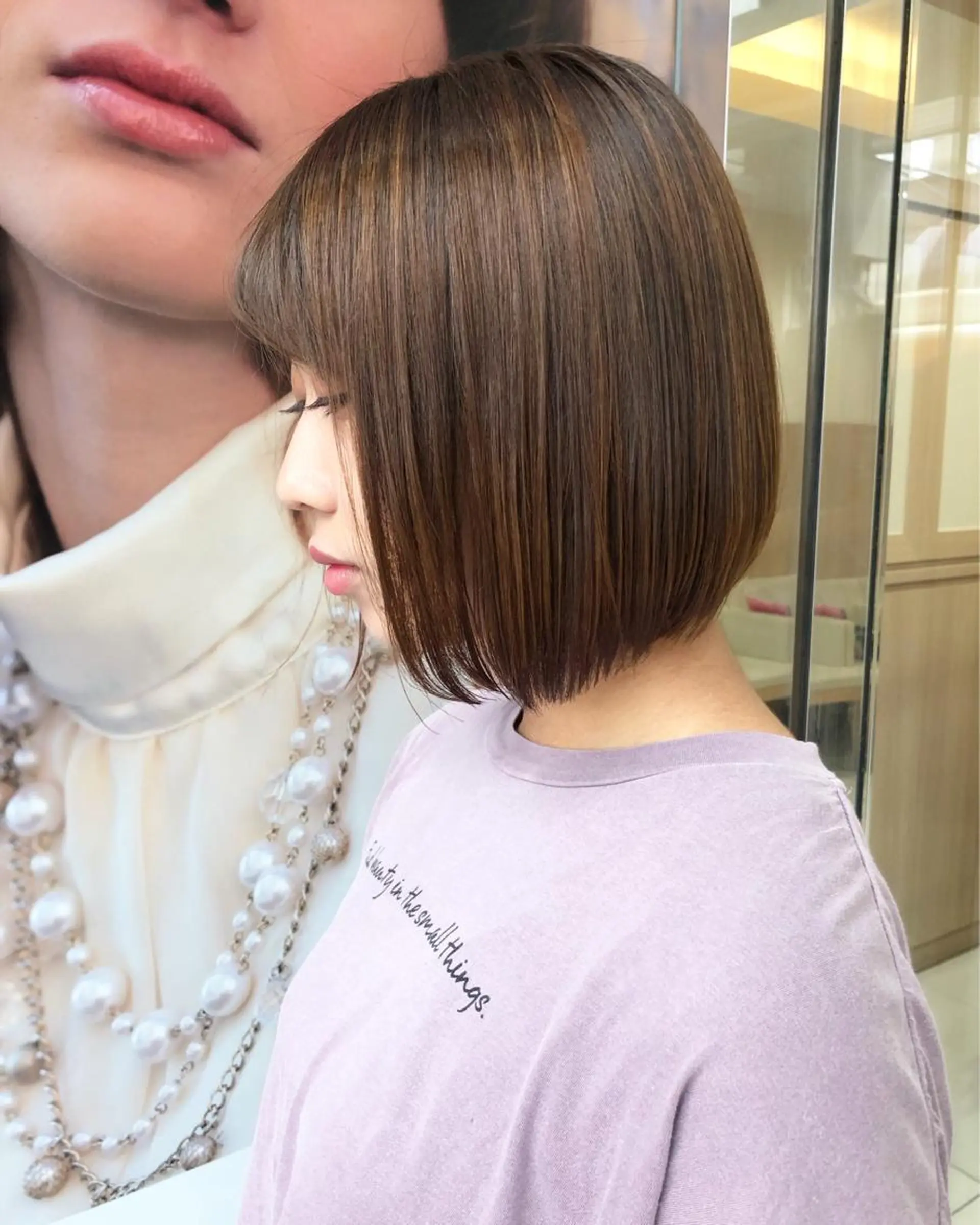 ショート パーマ ボブ 髪質改善 縮毛矯正 丸みショートボブ/ タッセルボブ 吉野のヘアスタイル