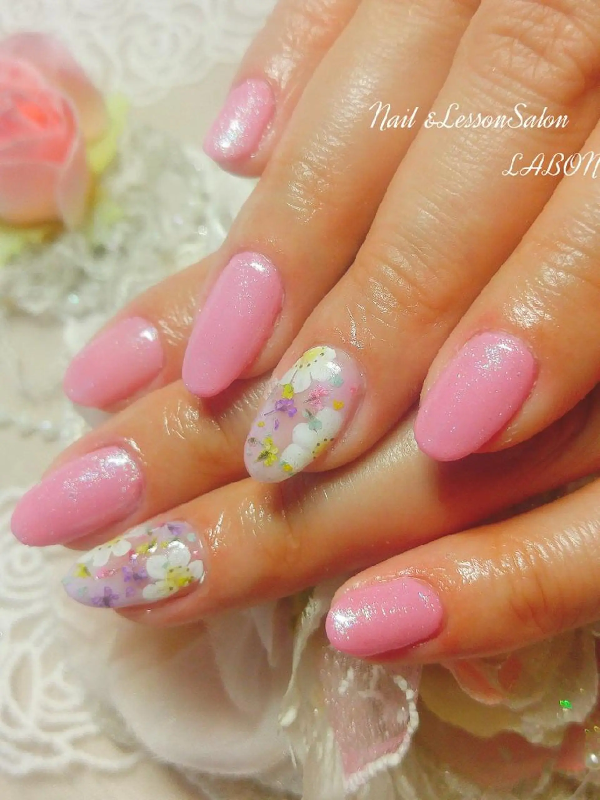 ネイル フラワーネイル 春ネイル Nail salon LABONのネイルデザイン
