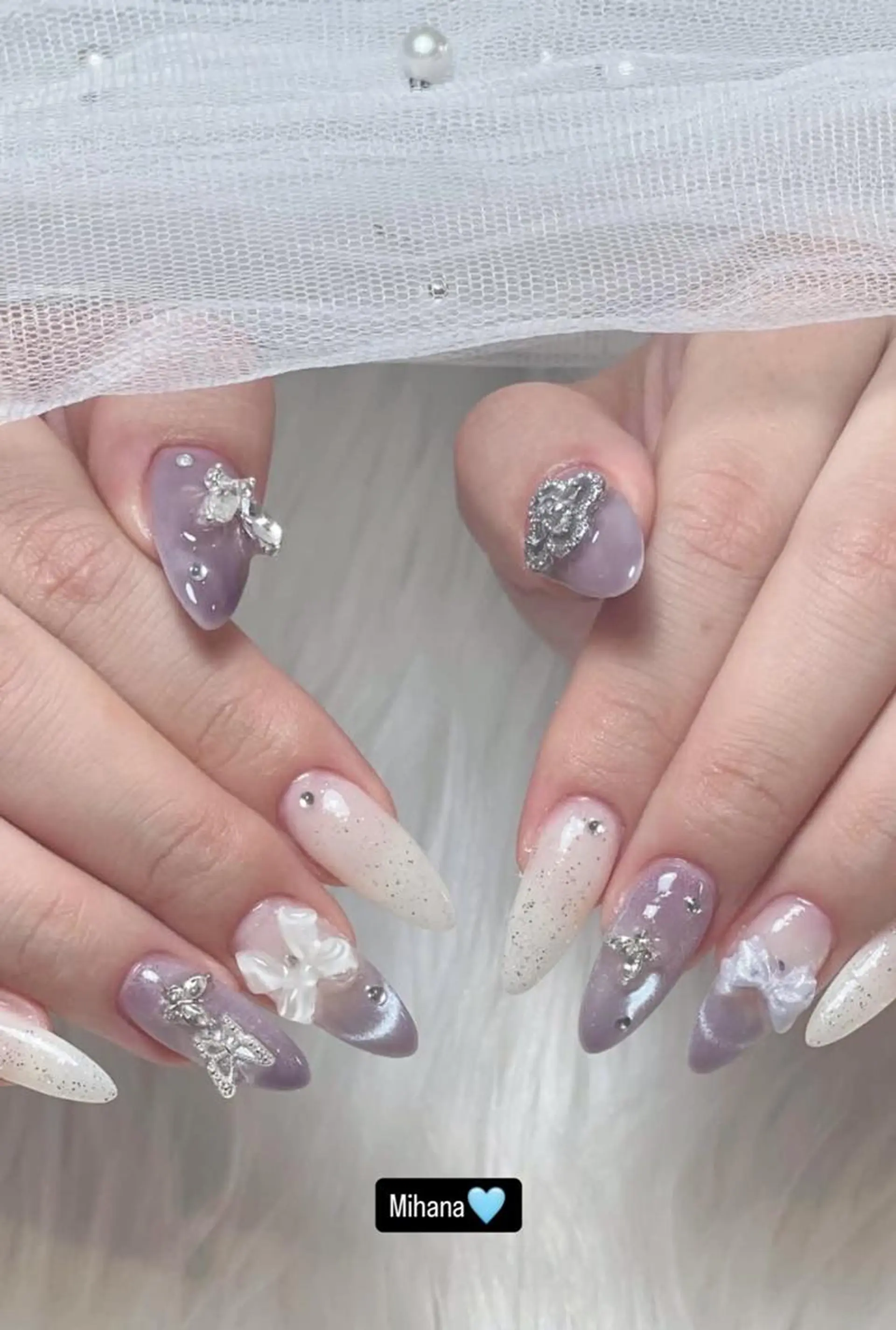 ネイル 長さ出し フレンチネイル グラデーション 卒業式 マグネットネイル MIHANA NAILのネイルデザイン