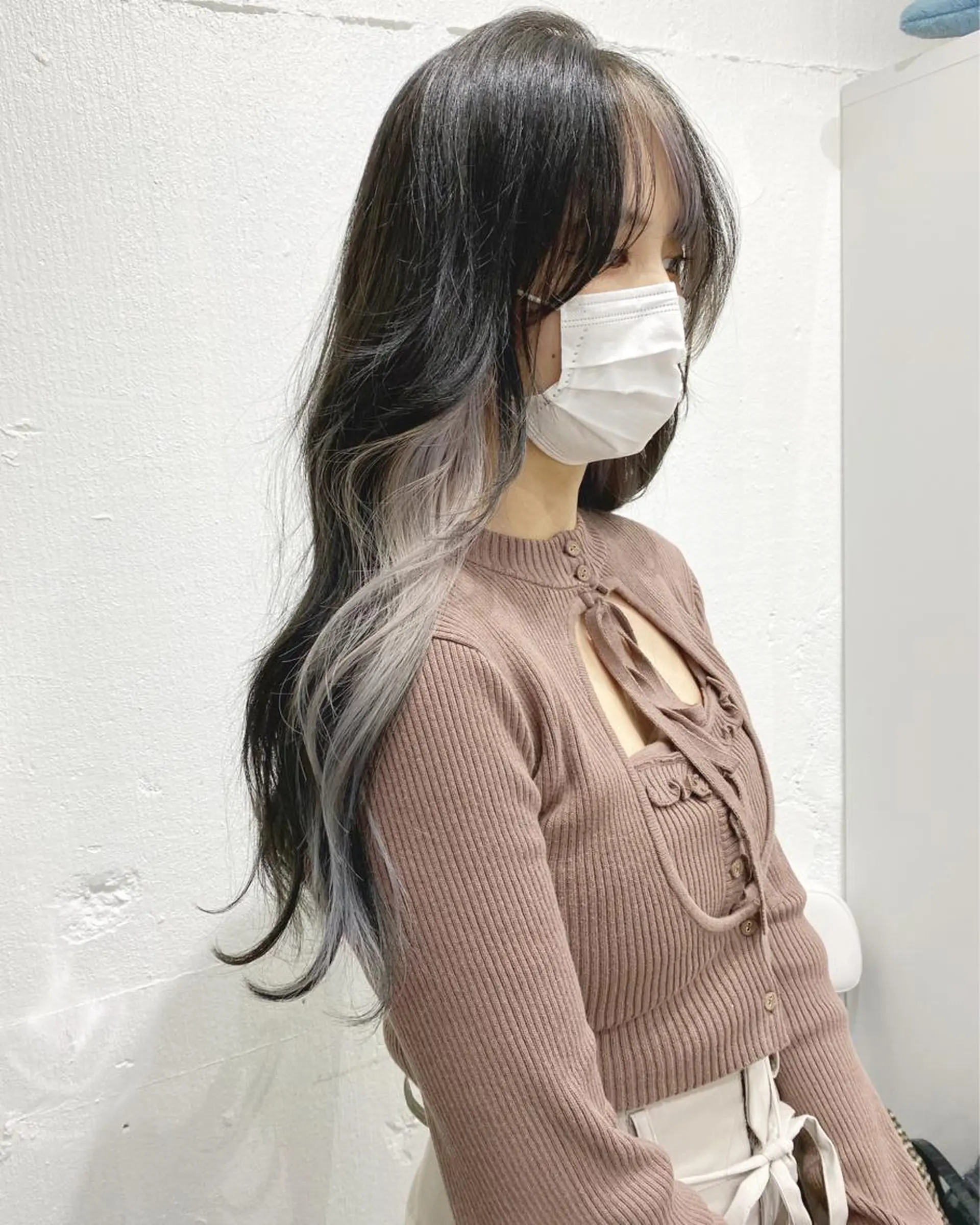 ロング カラー ヘアアレンジ 切りっぱなしボブ アッシュ アッシュグレー ベージュカラー 黒髪 ササキカズマ〻透明感 〻色落ち〻赤み消しのヘアスタイル
